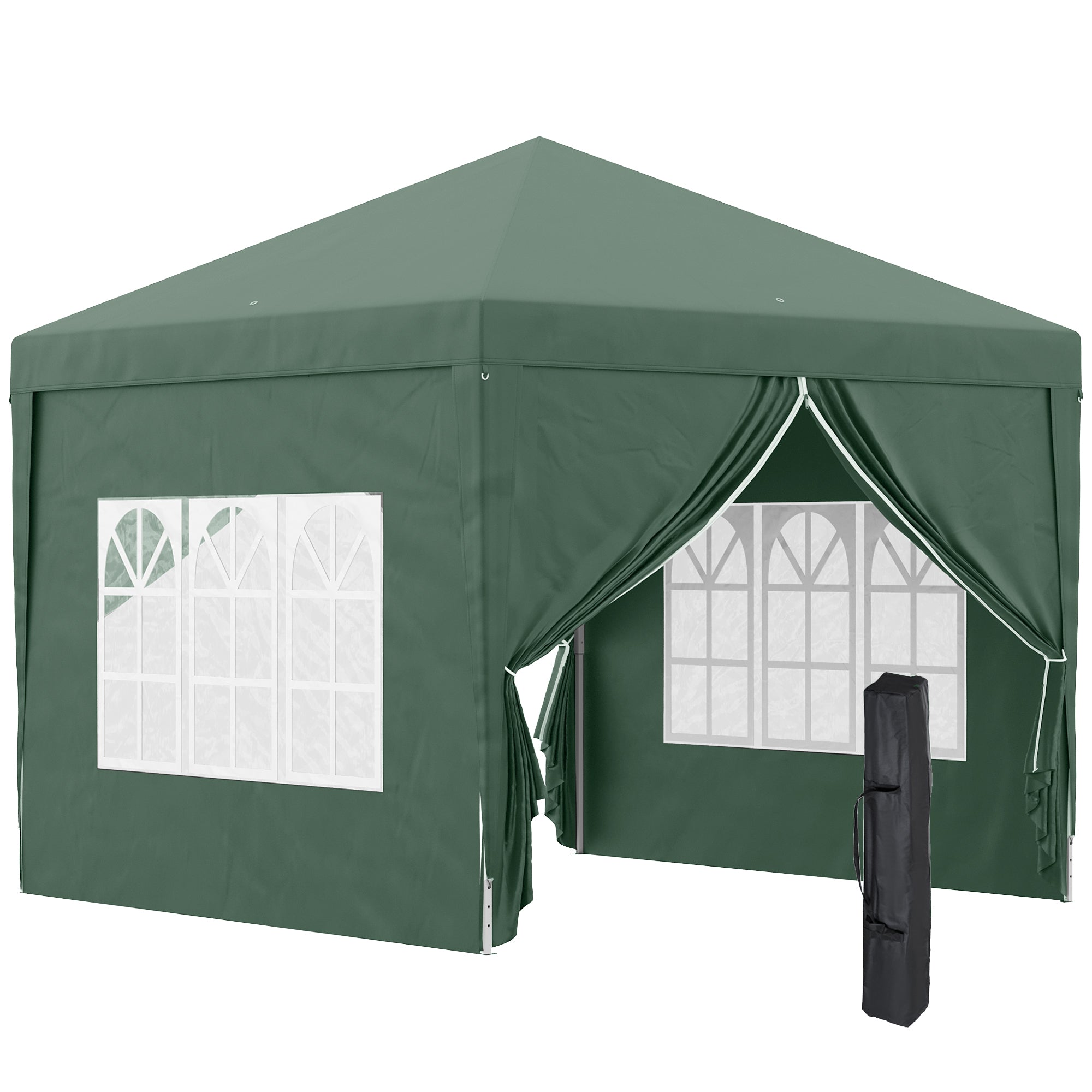 3 x 3m Pop Up Gazebo Tent with Carry Bag and Removable Walls - Green
