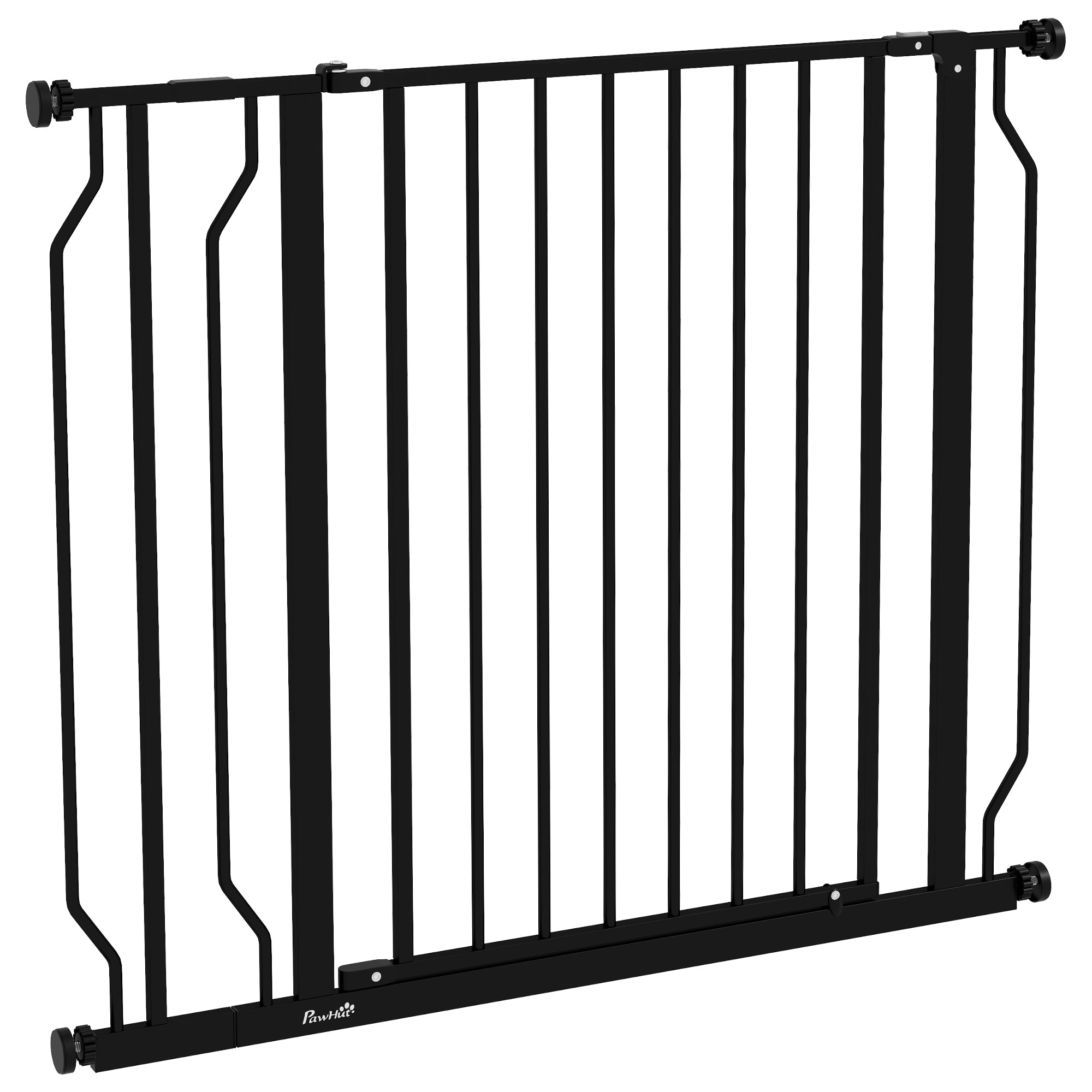 Wide Adjustable Dog Safety Gate with Door for Doorways, Hallways & Staircases - Black