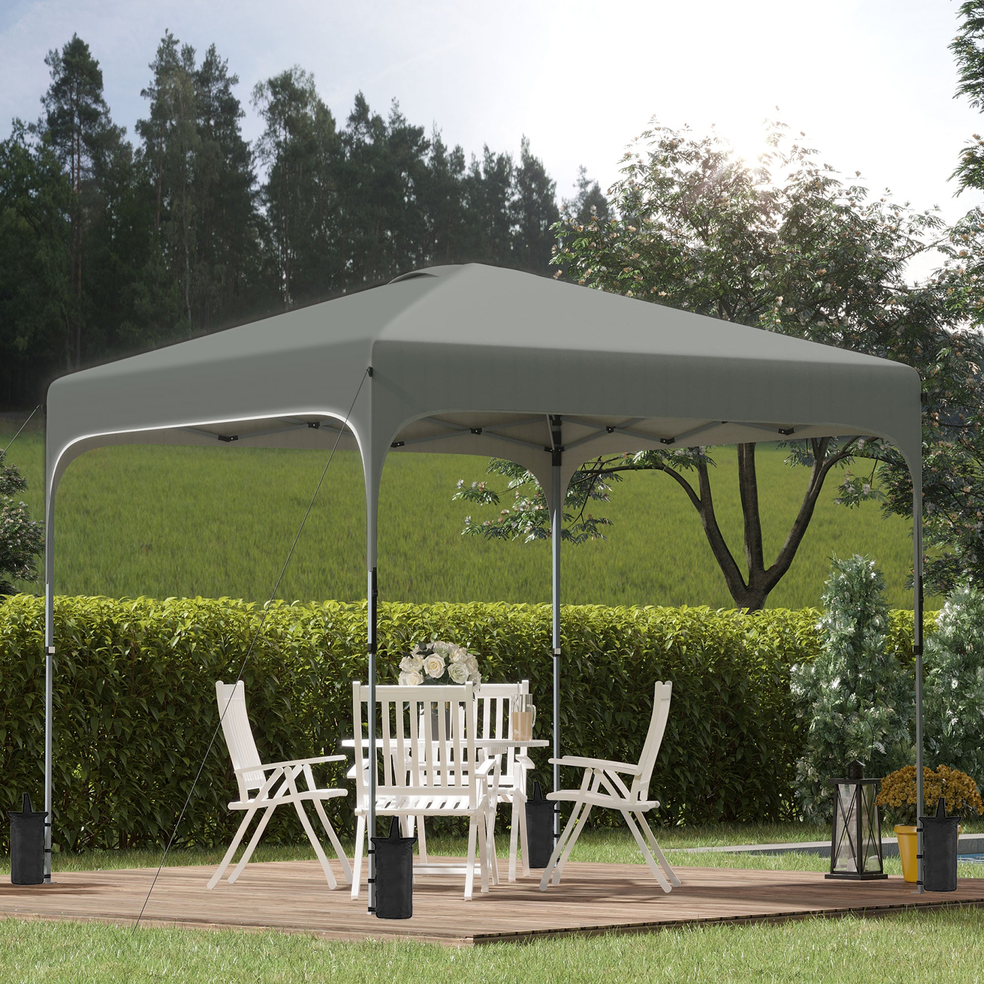 3x3 Metre Pop Up Gazebo Set with Carry Bag and Leg Weights - Dark Grey