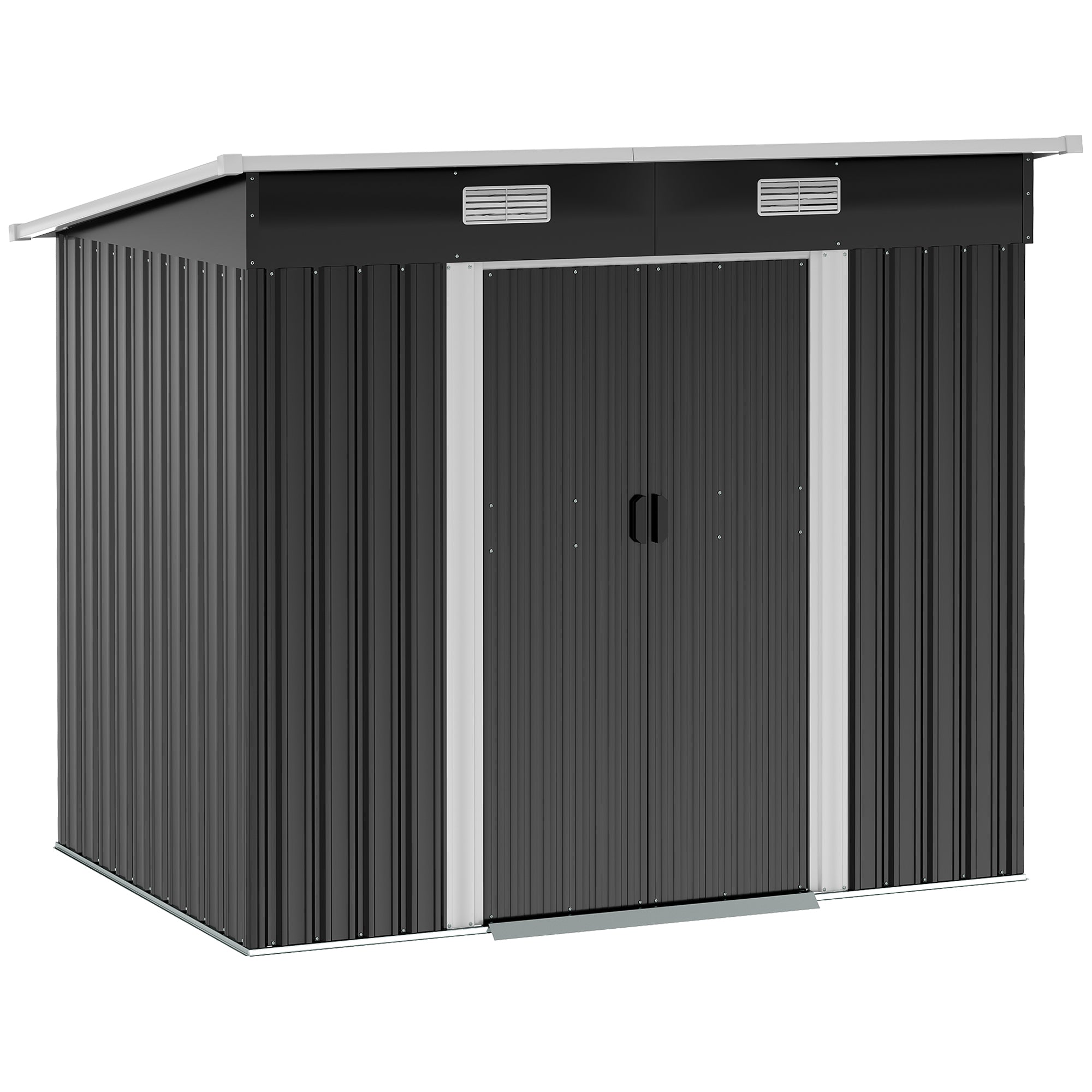 6.8 x 4.3ft Outdoor Garden Storage Shed with Air Vents - Black