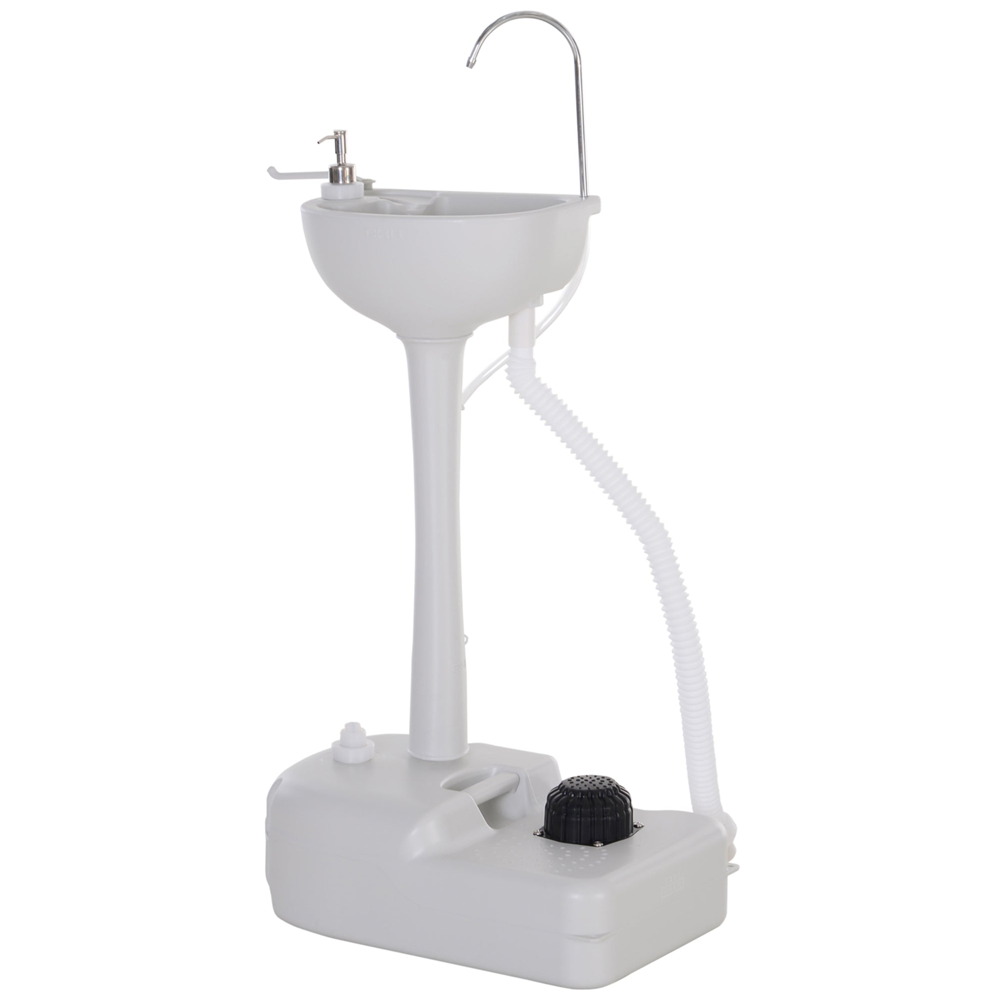 HDPE Outdoor Portable Handwash Sink with Foot Pump and Towel Holder - White