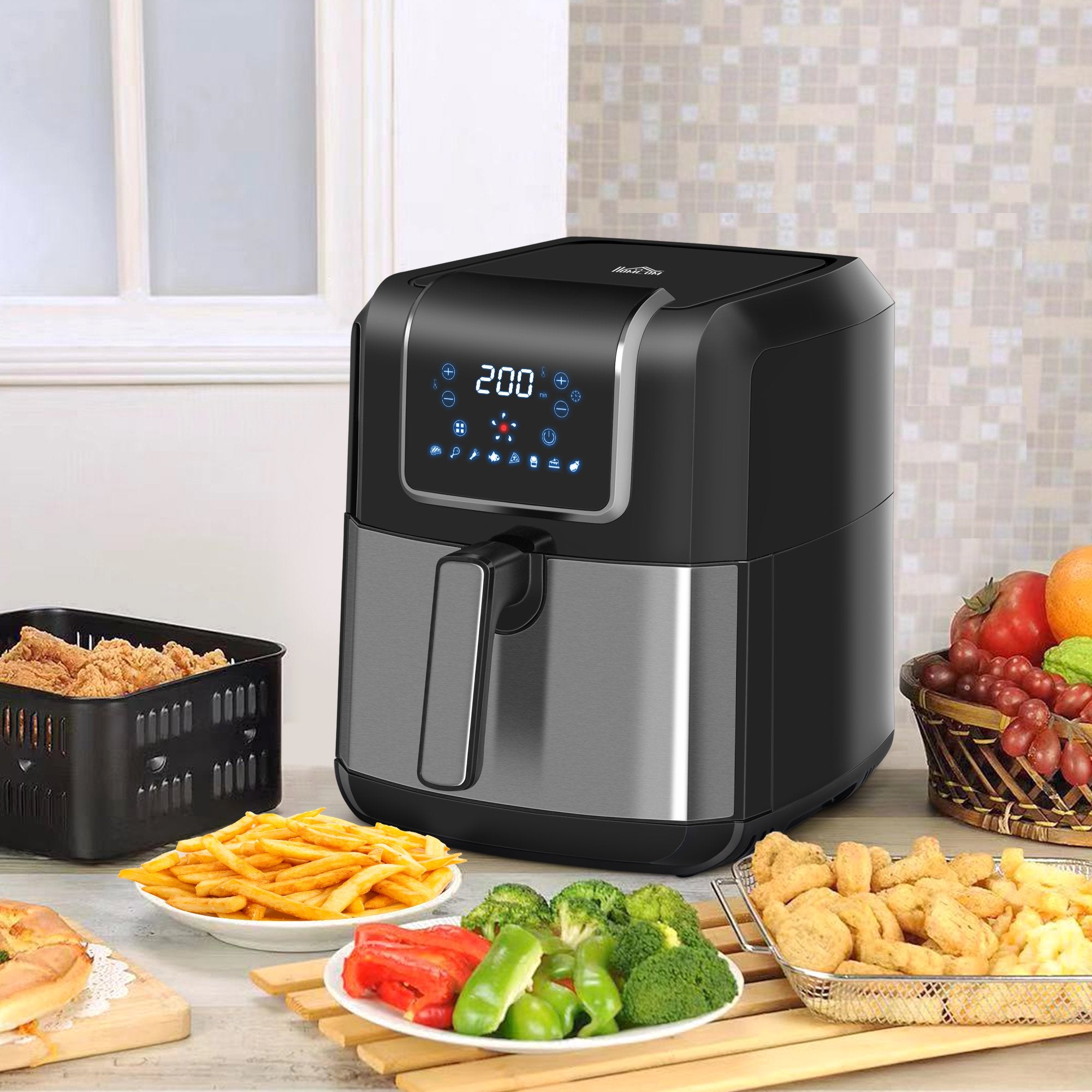 6.5L Digital Air Fryer Oven with Adjustable Temperature - Black