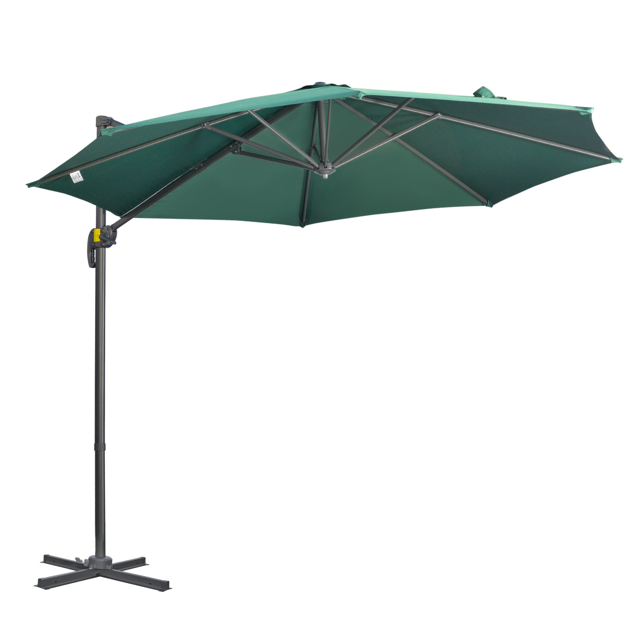 3 Metre Cantilever Parasol with Cross Base and Tilt - Green