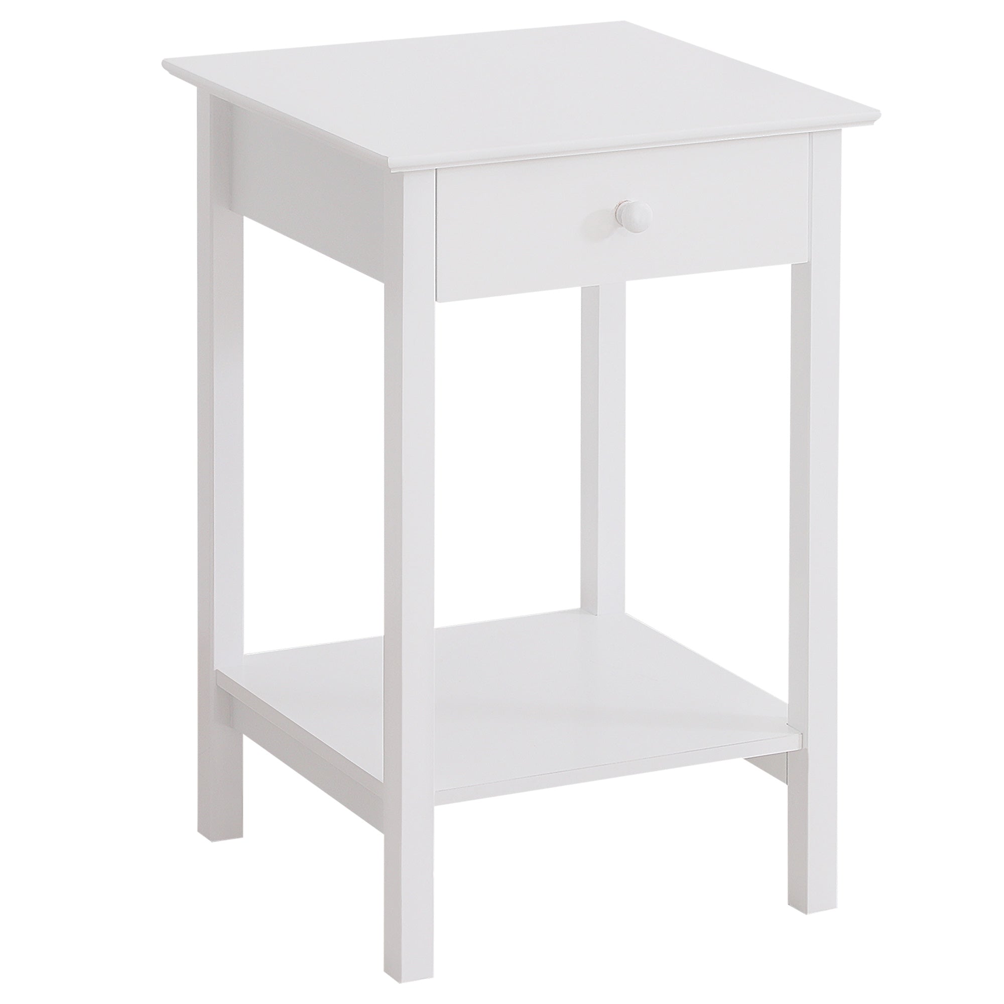 Stylish Wooden Bedside Table Cabinet with Drawer - White