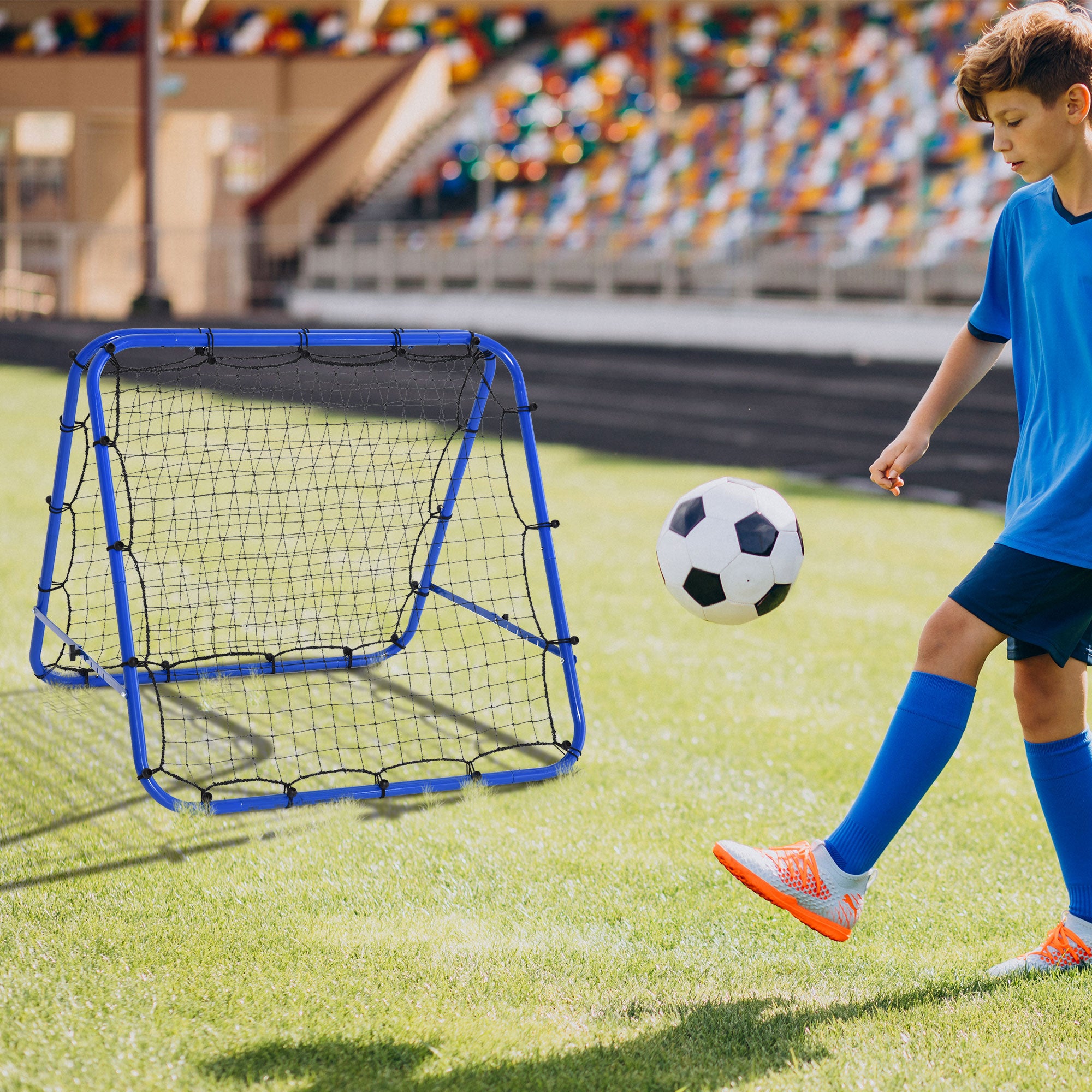 PE Mesh Double-Sided Outdoor Rebounder Net 100x95x90 cm - Blue