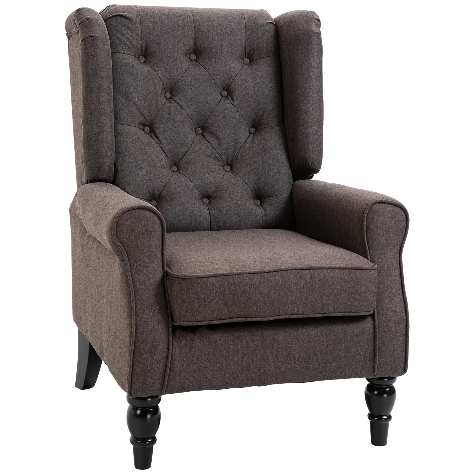Retro Wingback Accent Chair with Comfy Padded Seat - Brown
