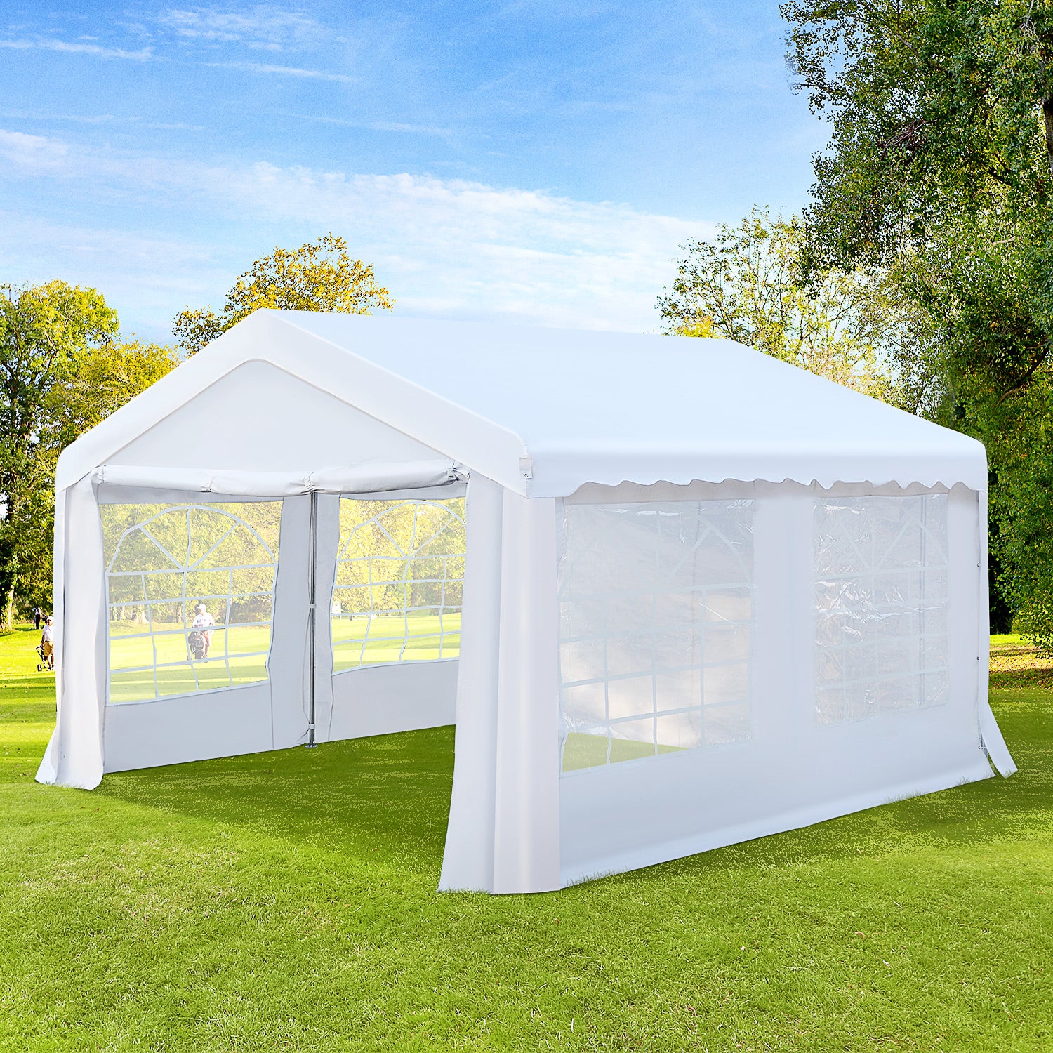 4m x 4m Heavy Duty Party Tent with Removable Sidewalls & Double Doors - White