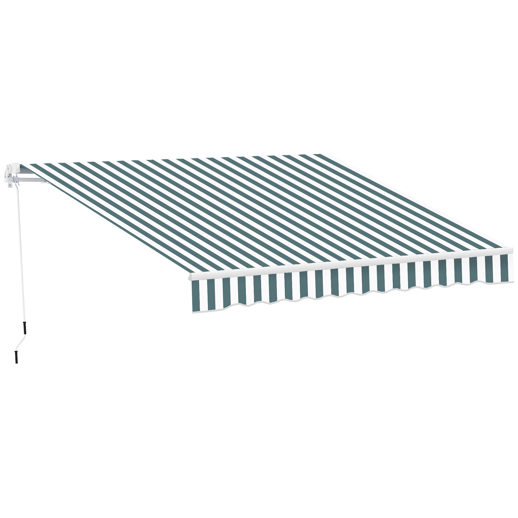 Retractable Garden Patio Awning Canopy for Sun Protection Green and White