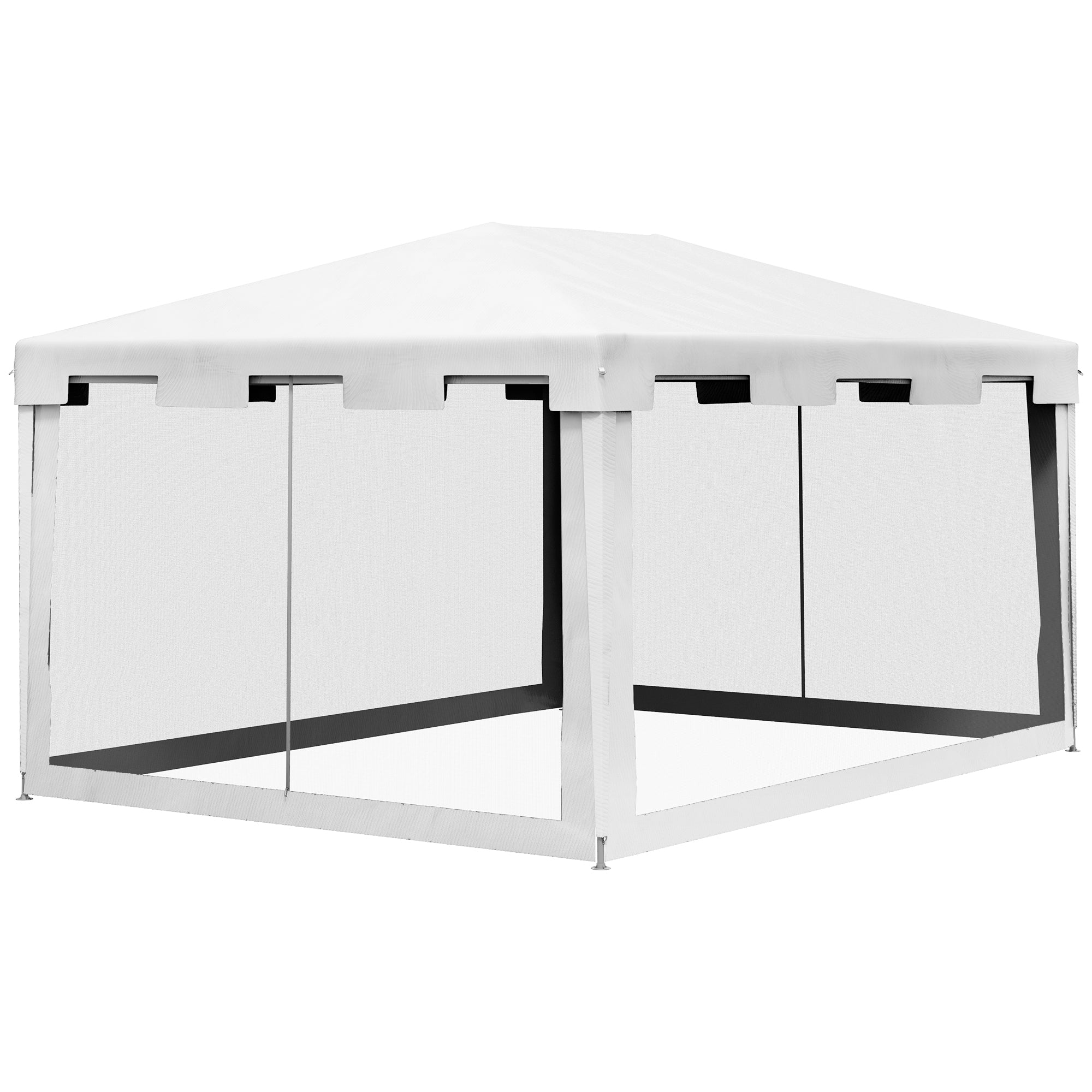 4 x 3 m Outdoor Waterproof Party Tent Wedding Gazebo with PE Canopy and Panel - White