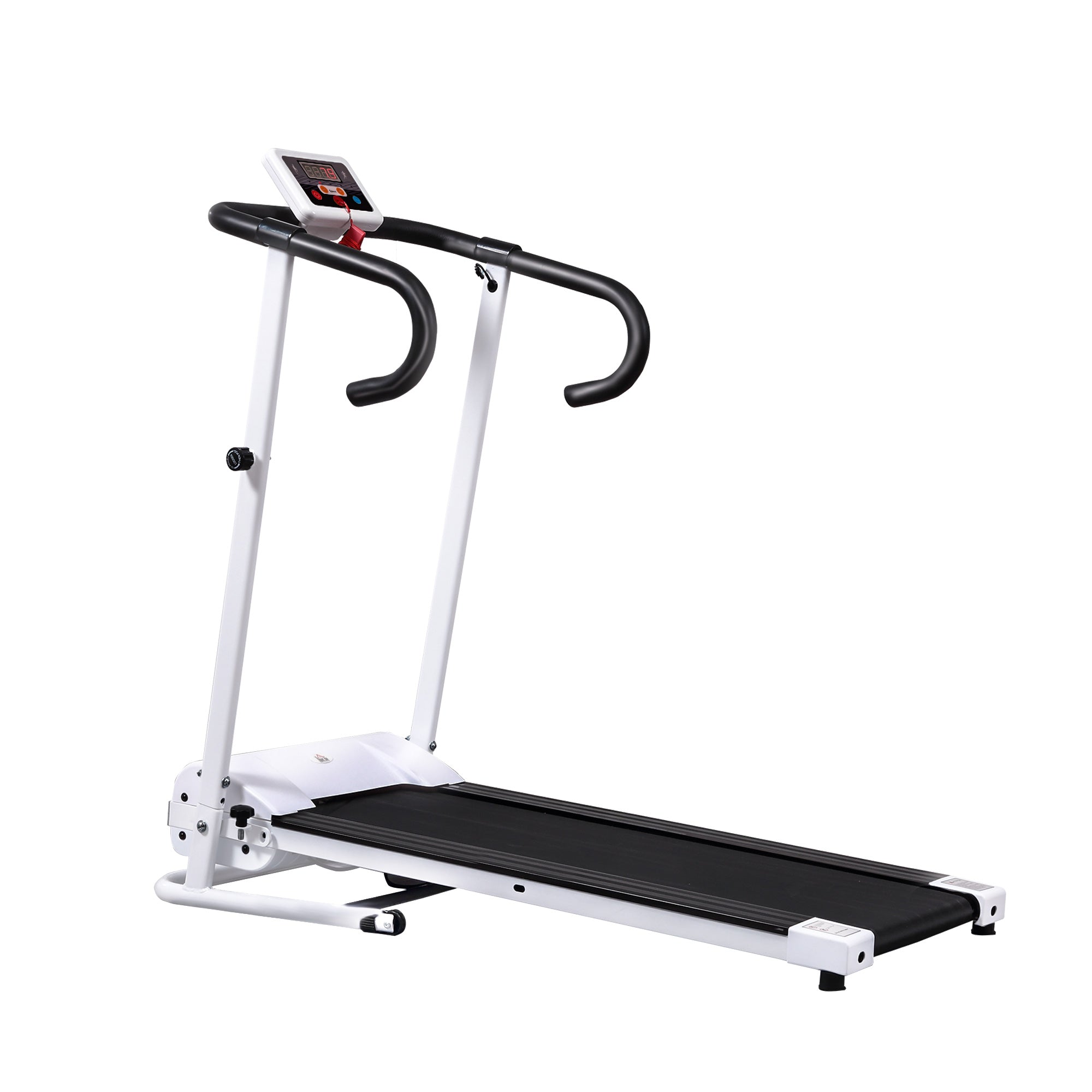 Steel Folding Motorized Treadmill with LCD Monitor - White