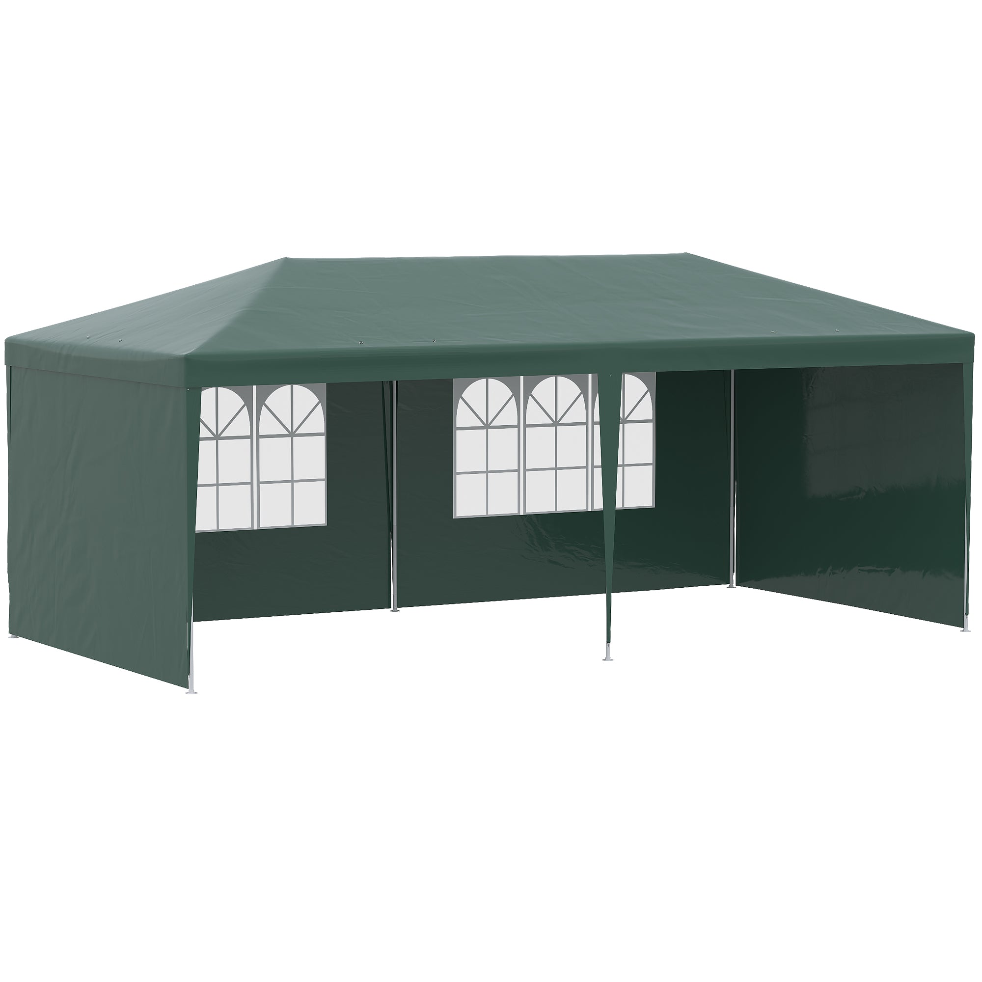 6x3 Metre Outdoor Party Tent Gazebo with Windows and Side Panels - Green