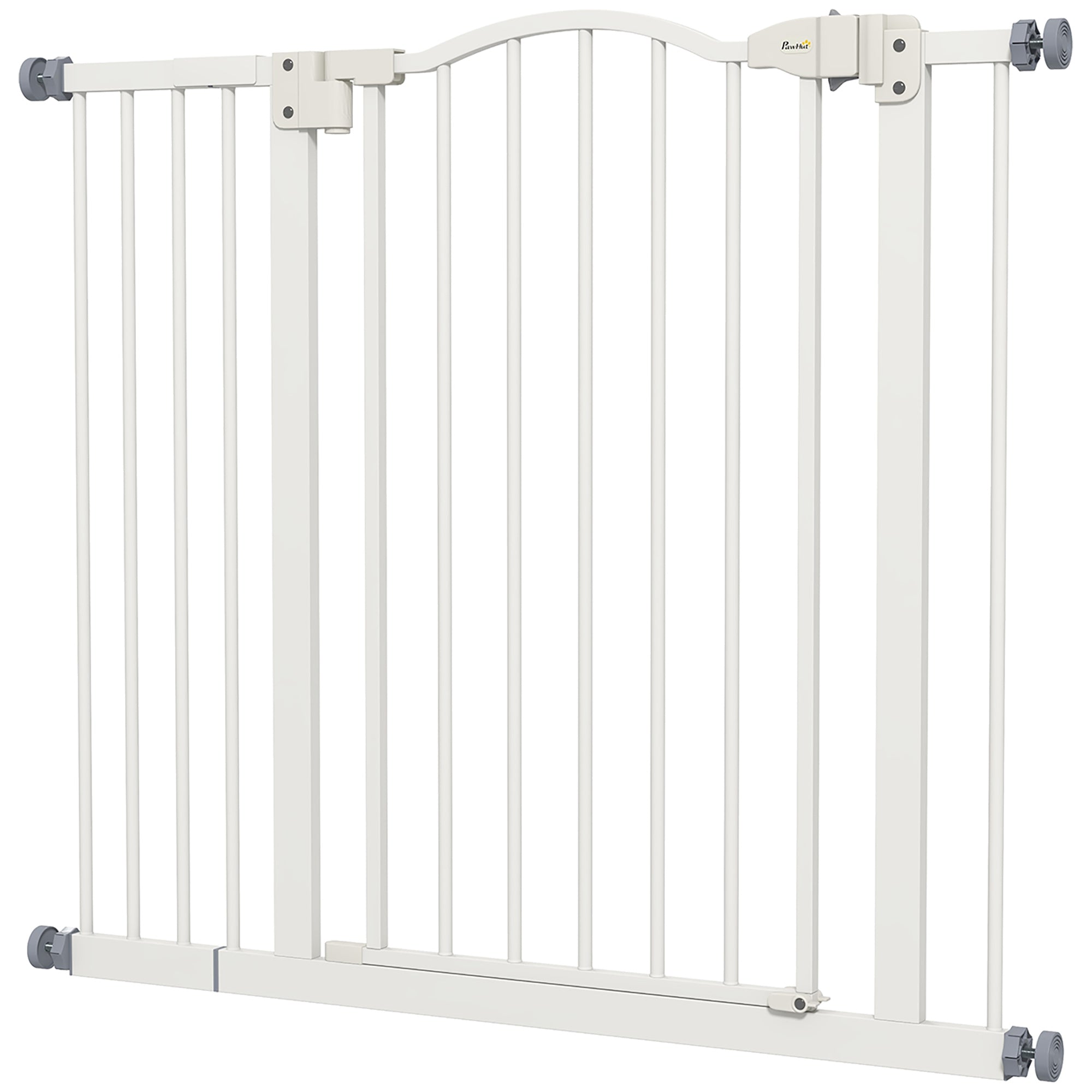 Adjustable Metal Pet Gate Safety Barrier 74-100cm with Auto-Close Door - White