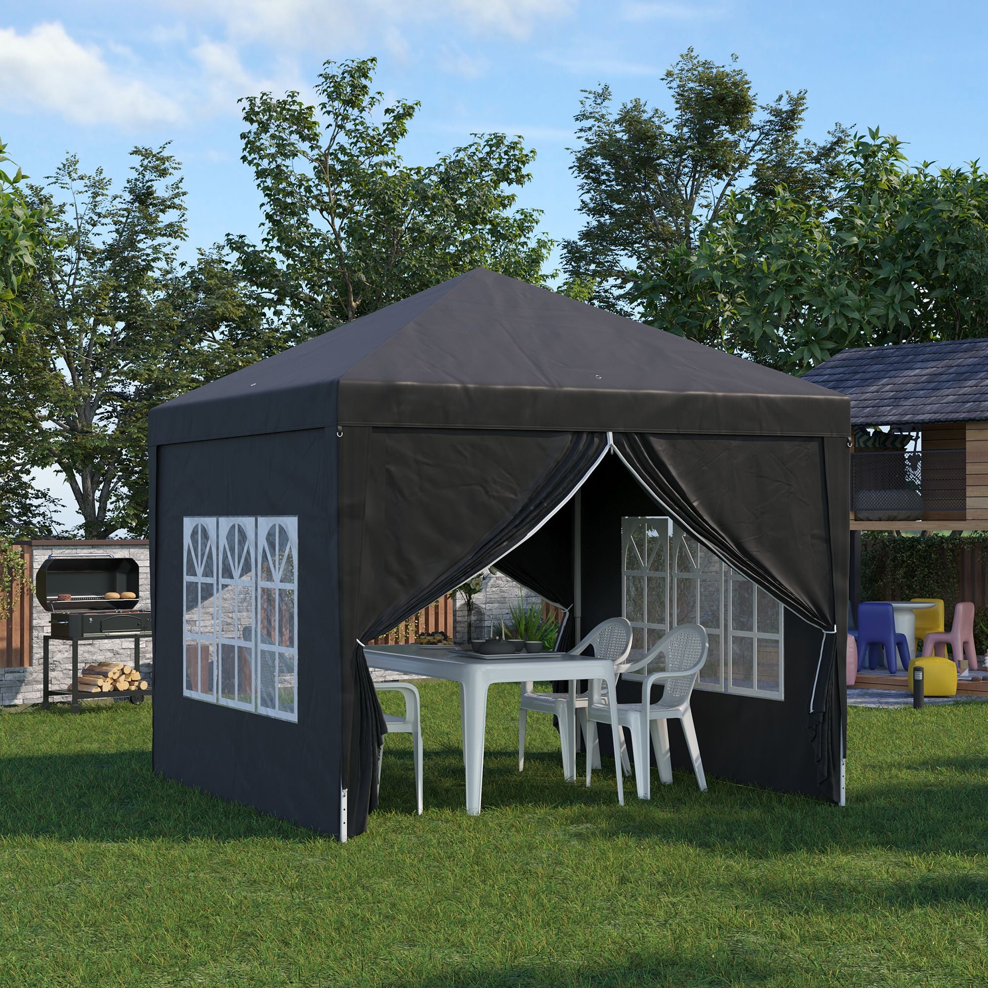 3x3 Meter Pop Up Water Resistant Gazebo Canopy with Carry Bag - Black