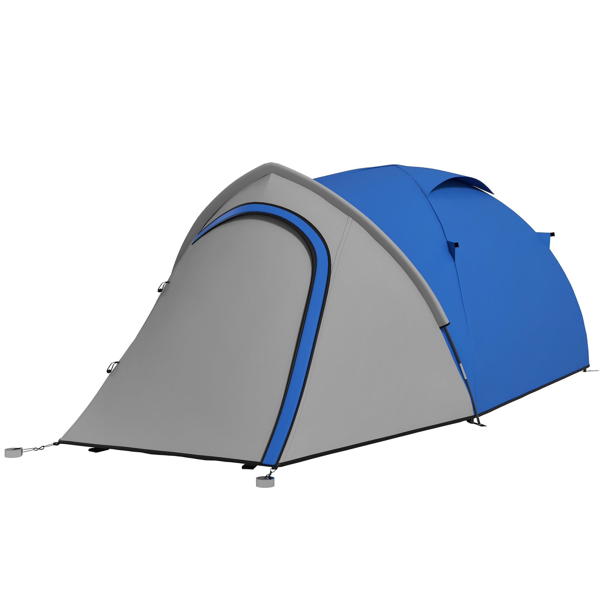 2 Person Waterproof Dome Camping Tent with Large Windows - Blue Grey