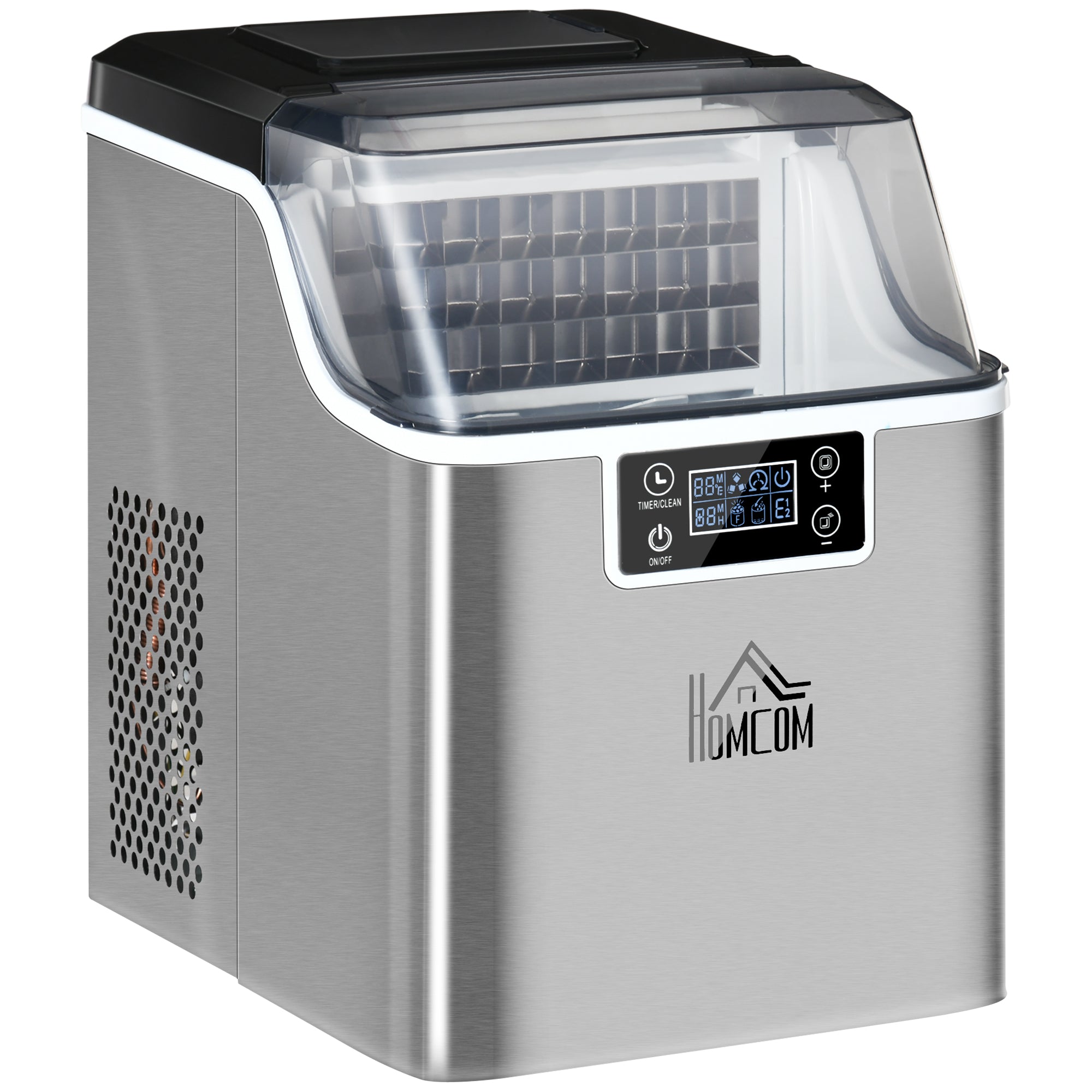 Countertop Ice Maker Machine 20kg Daily with Adjustable Cube Size - Silver
