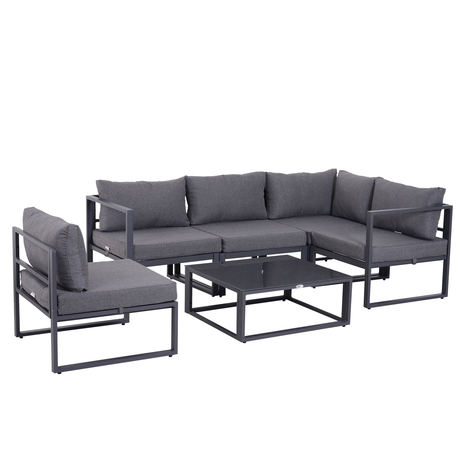 6Pcs Outdoor Sectional Sofa Set Conversation Aluminum Frame w/ Cushion