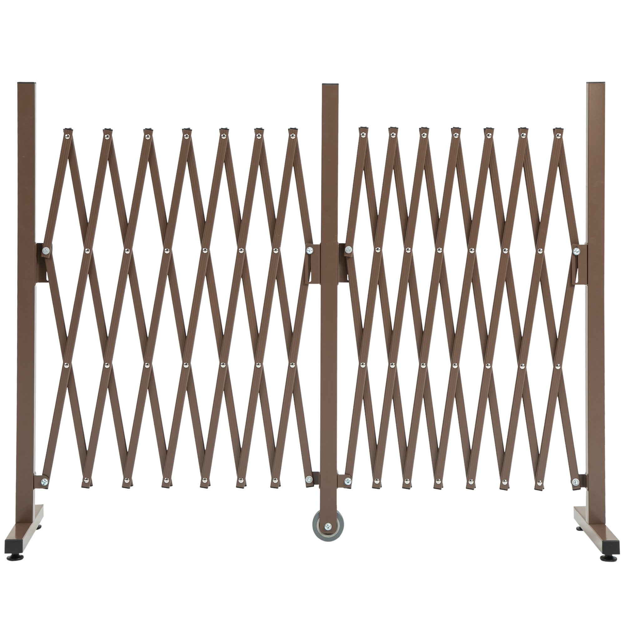 Expanding Aluminium Trellis Fence Panel Movable Garden Screen - Dark Brown