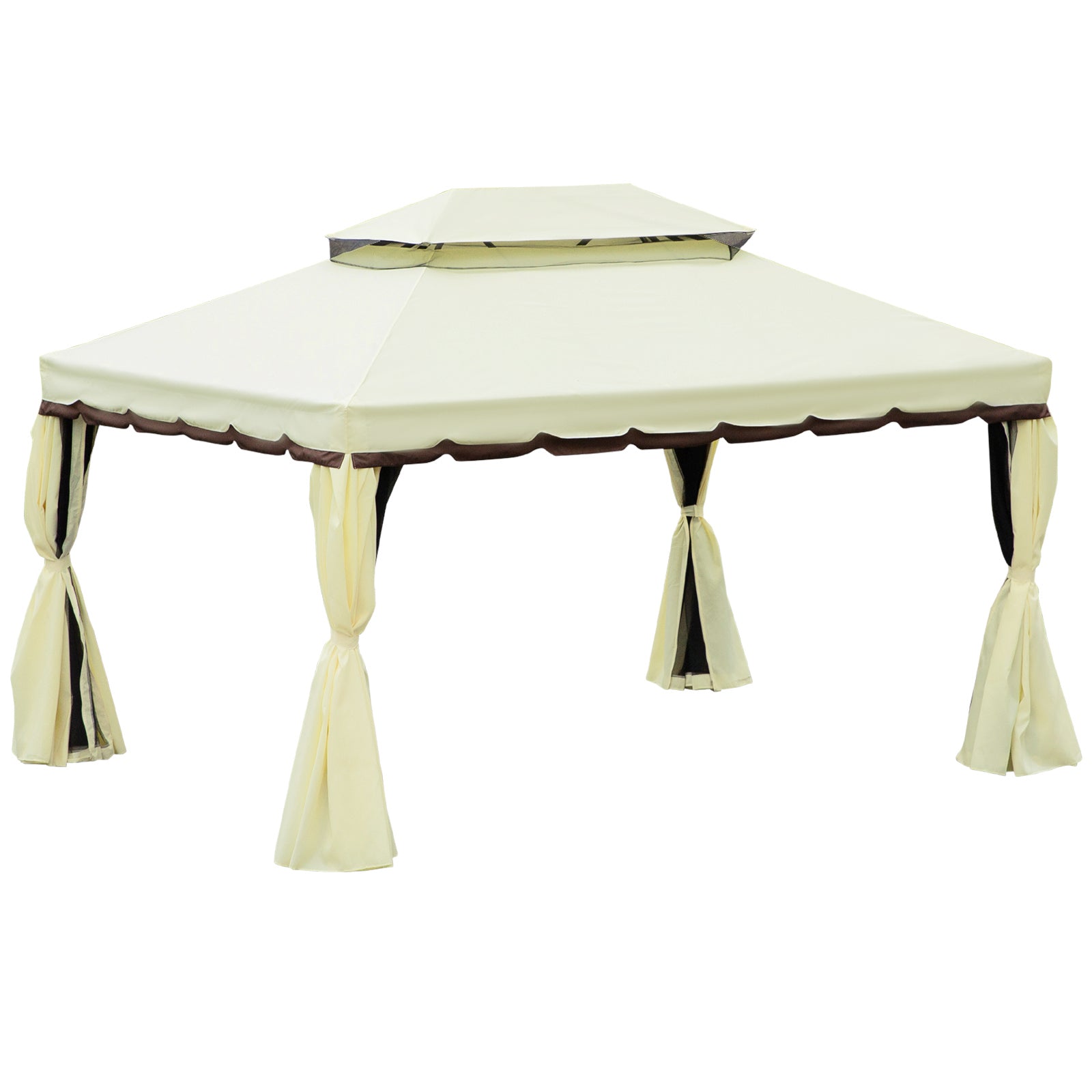 3 x 4 Metre Aluminium Gazebo with Curtains and Mosquito Nets - Cream White