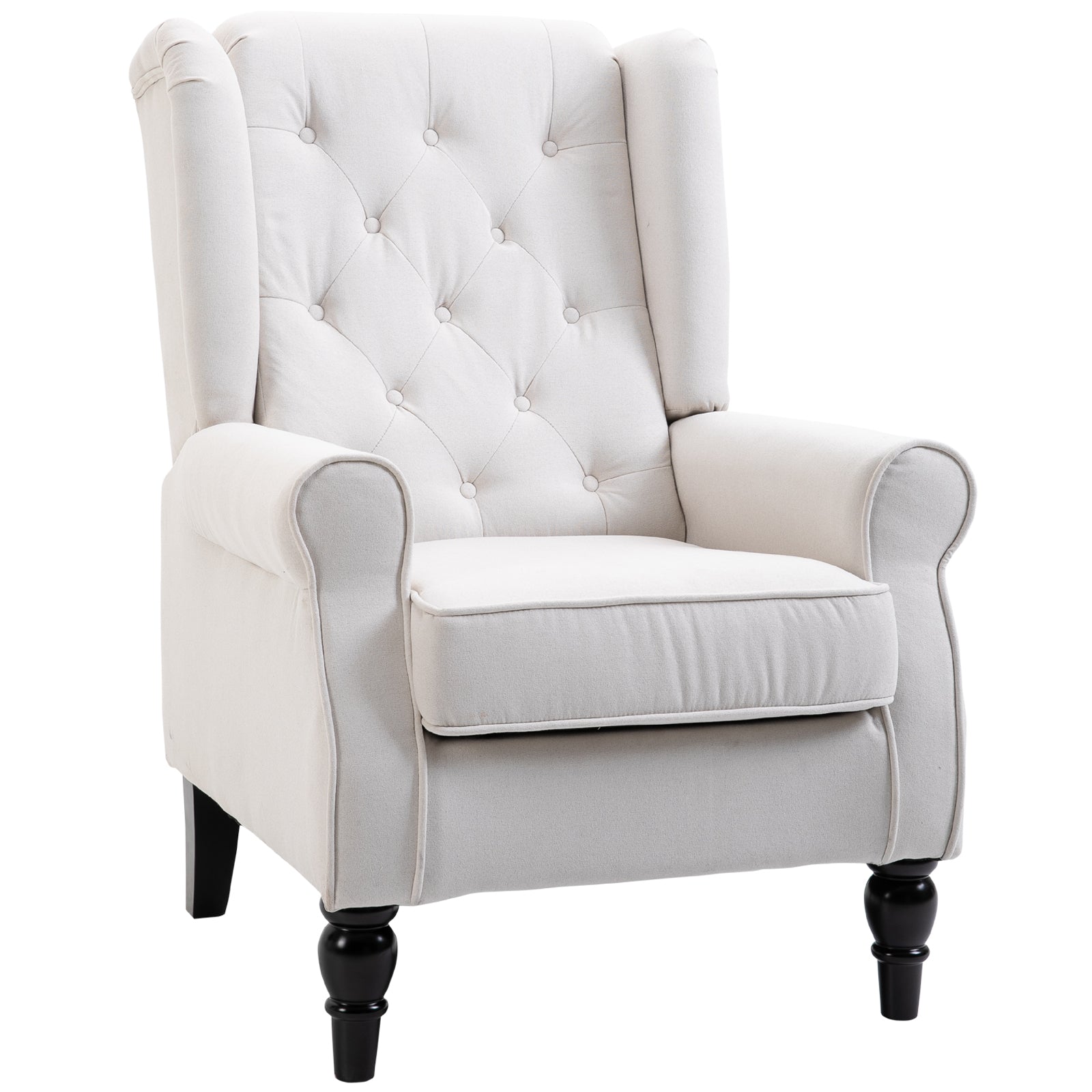 Vintage Wingback Accent Chair for Living Room and Bedroom - Cream White