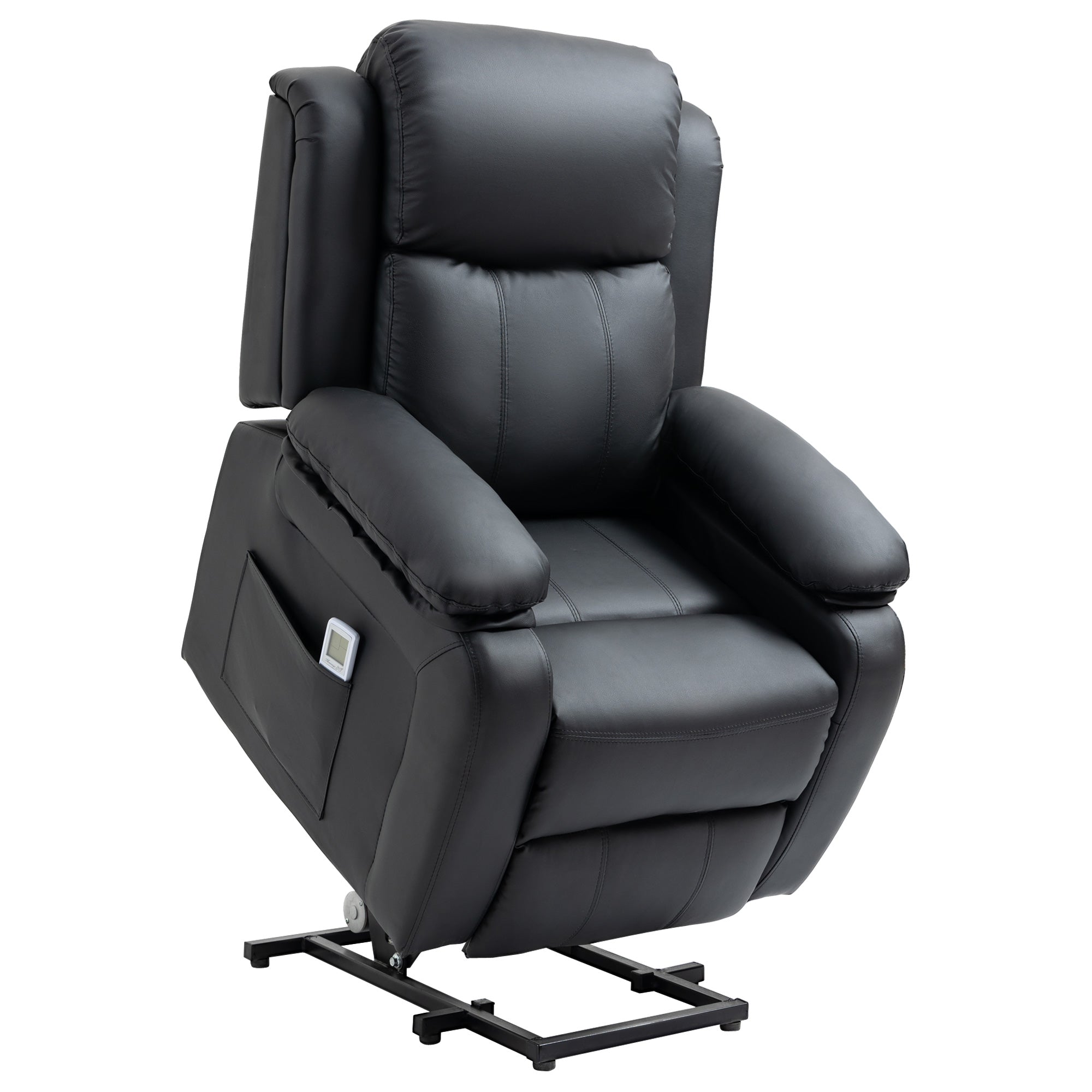 Power Lift Riser Recliner Chair with Massage – Black Faux Leather