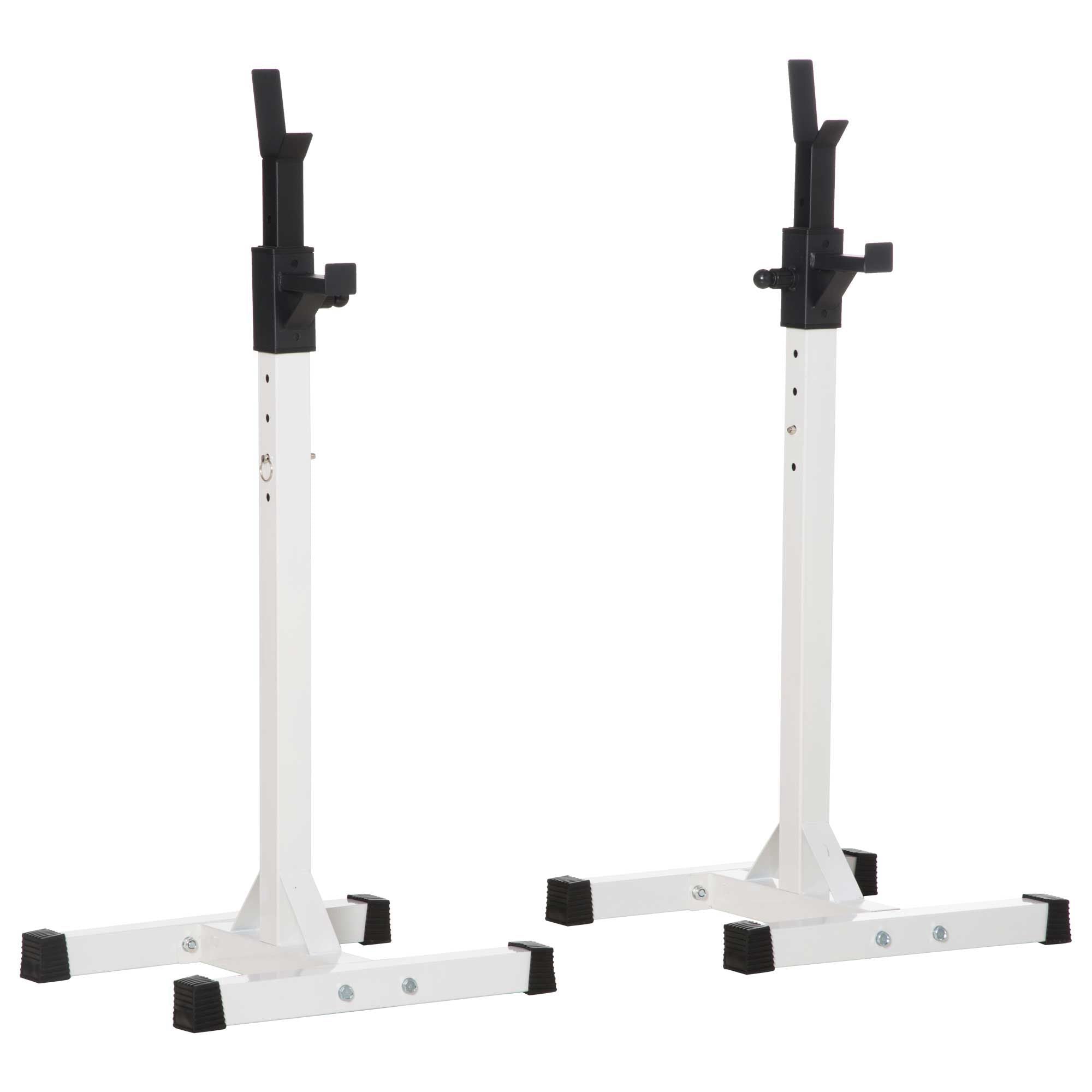 Adjustable Heavy Duty Steel Barbell Squat Rack Stand with 12 Heights - Black