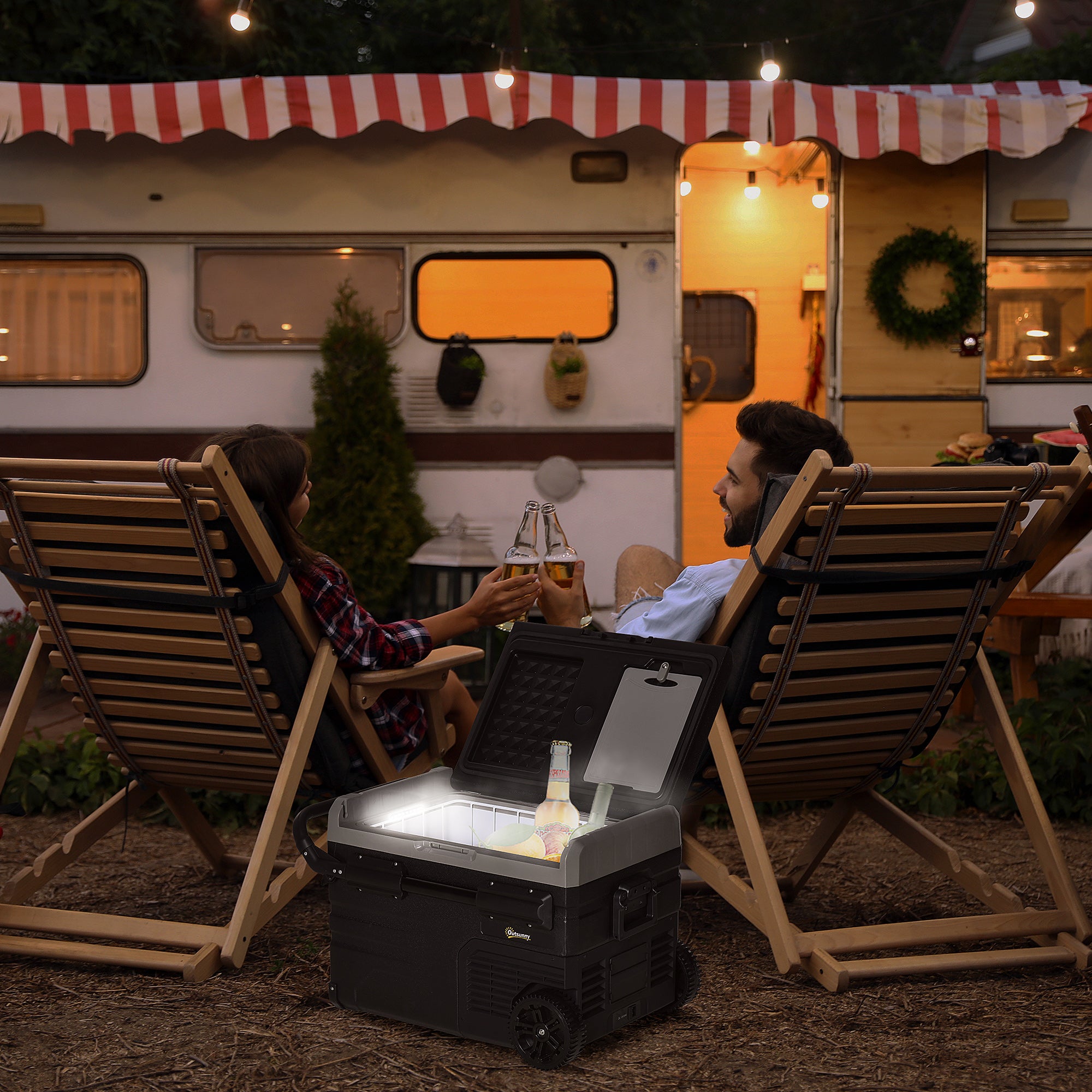 Portable 40L Car Refrigerator with Efficient Compressor Cooling - Black