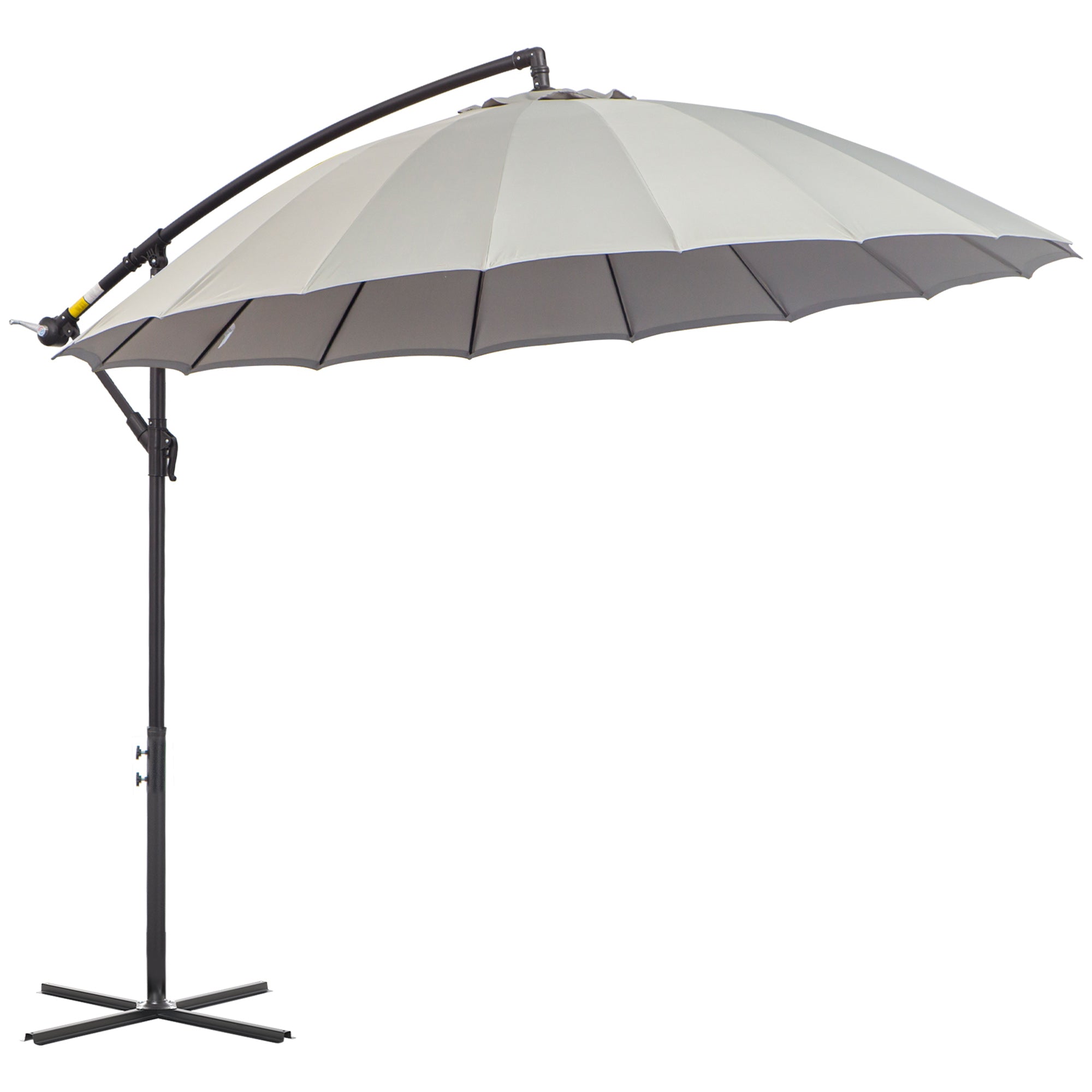 3 Metre Cantilever Garden Umbrella with Crank Handle and Cross Base Grey