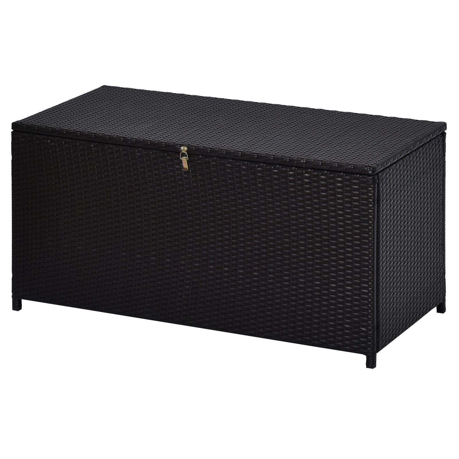 Rattan Outdoor Storage Box with Hydraulic System - Dark Brown