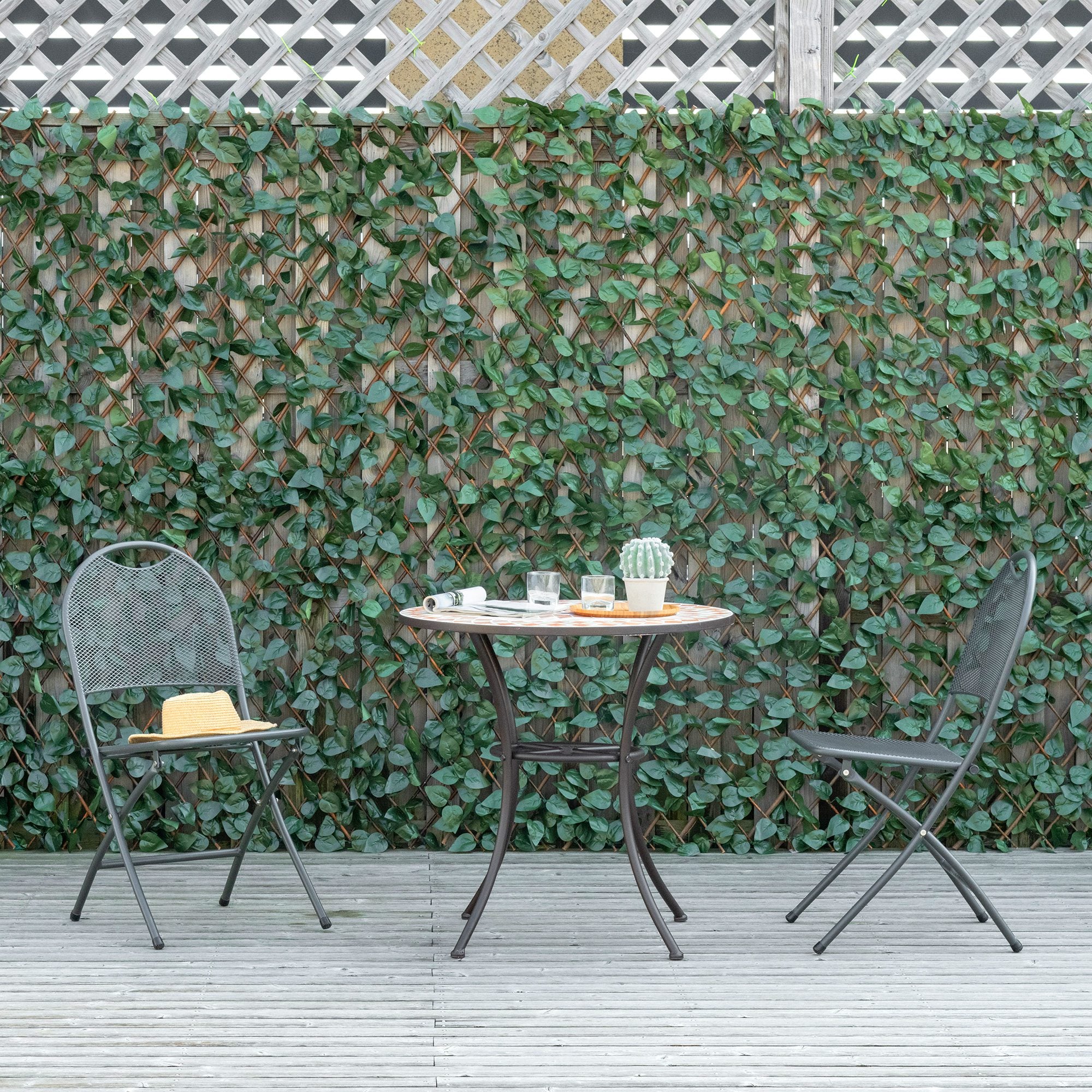 4 Pieces Expanding Artificial Laurel Trellis Fence 2m x 1m Privacy Screen - Green