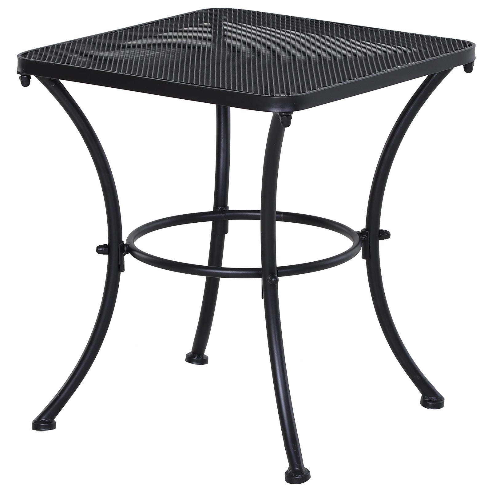 Metal Outdoor Bistro Table with Mesh Top 45cm Square - Black