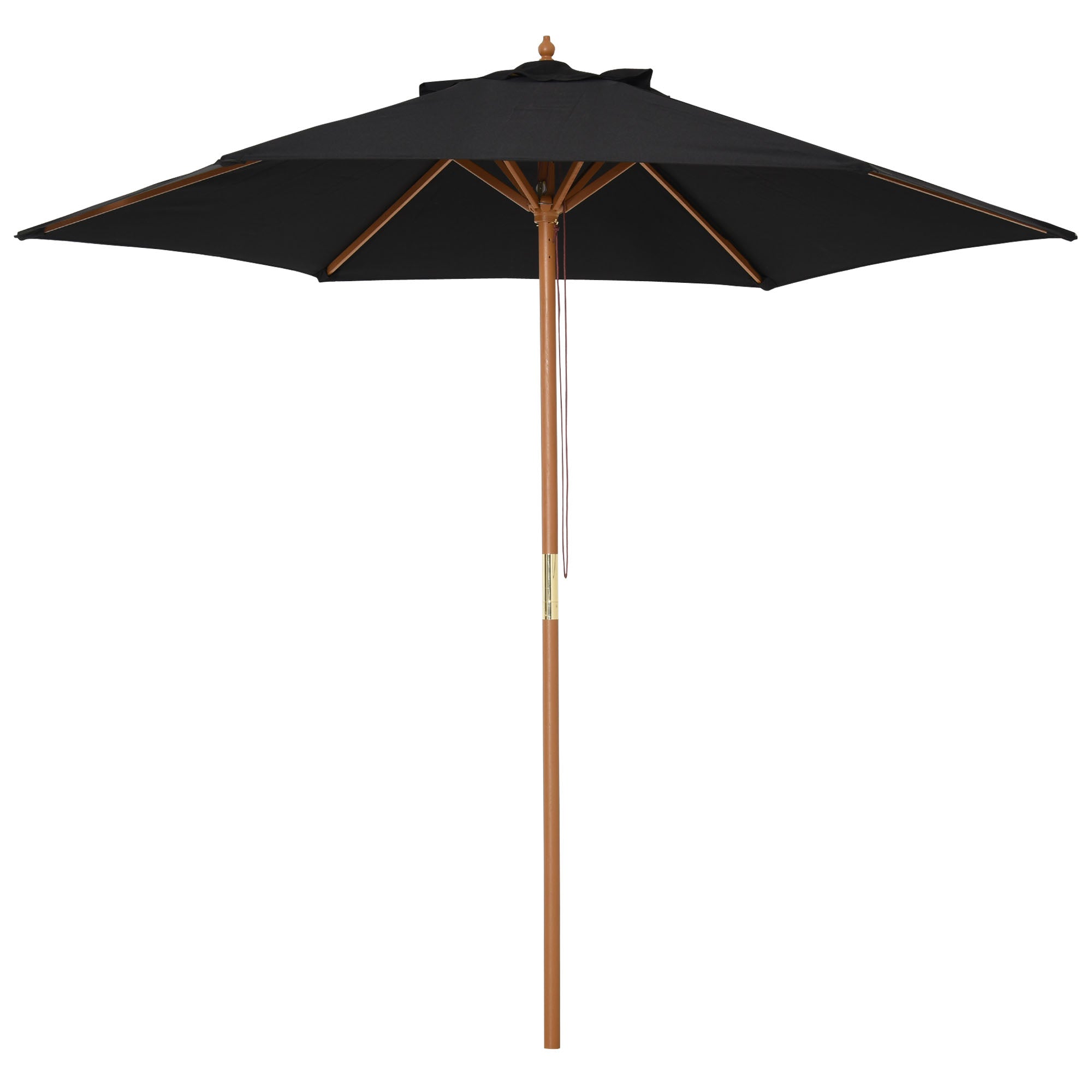 2.5m Wooden Garden Parasol with Ventilated Polyester Canopy - Black