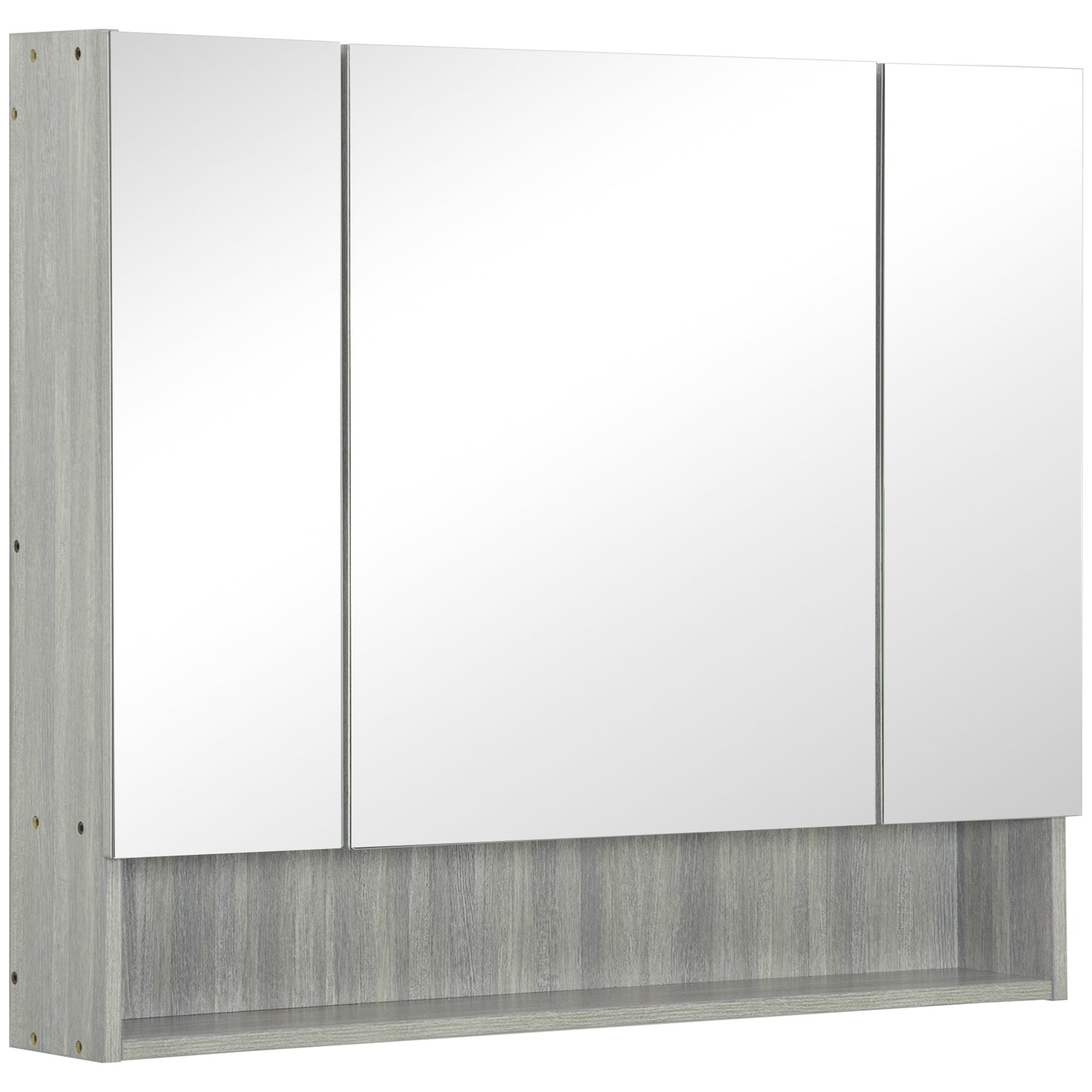 Wall Mounted Bathroom Mirror Cabinet with Adjustable Shelves - Grey