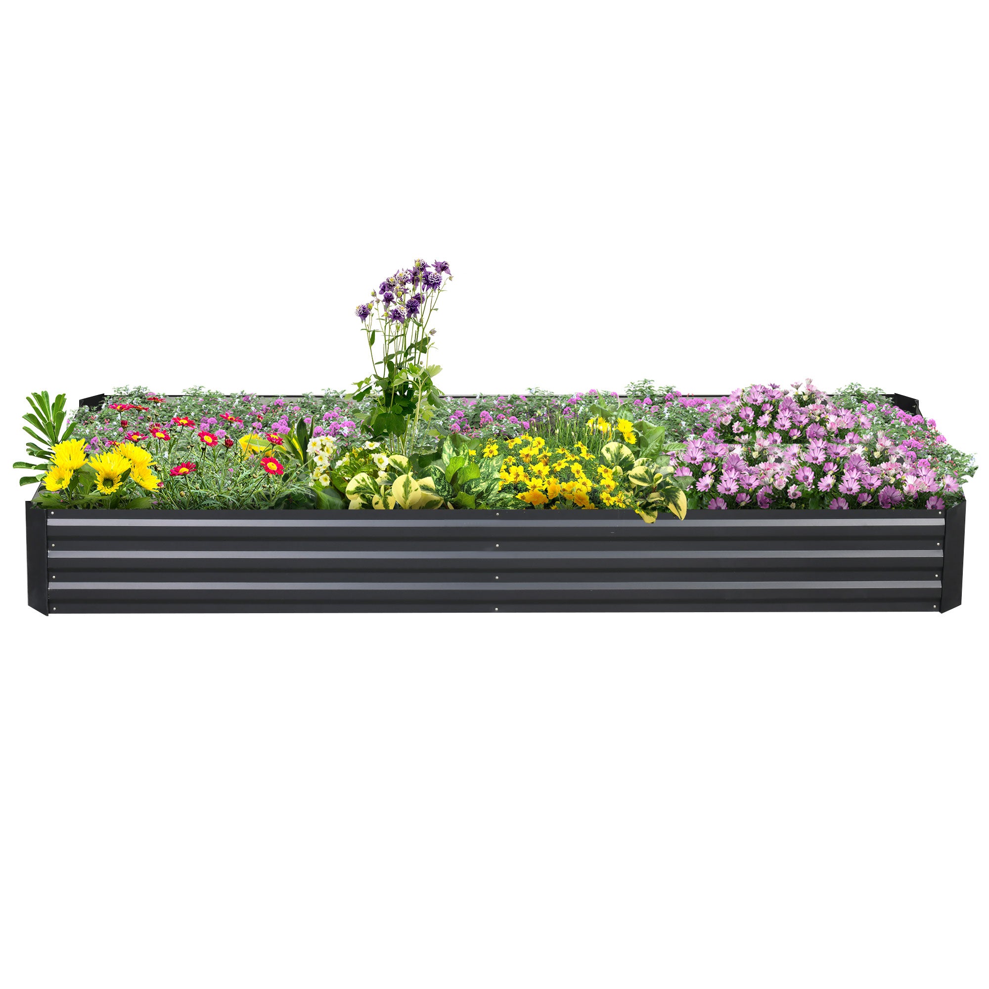 Metal Raised Garden Beds 120x80cm & 241x90.5cm - Grey Galvanised Steel