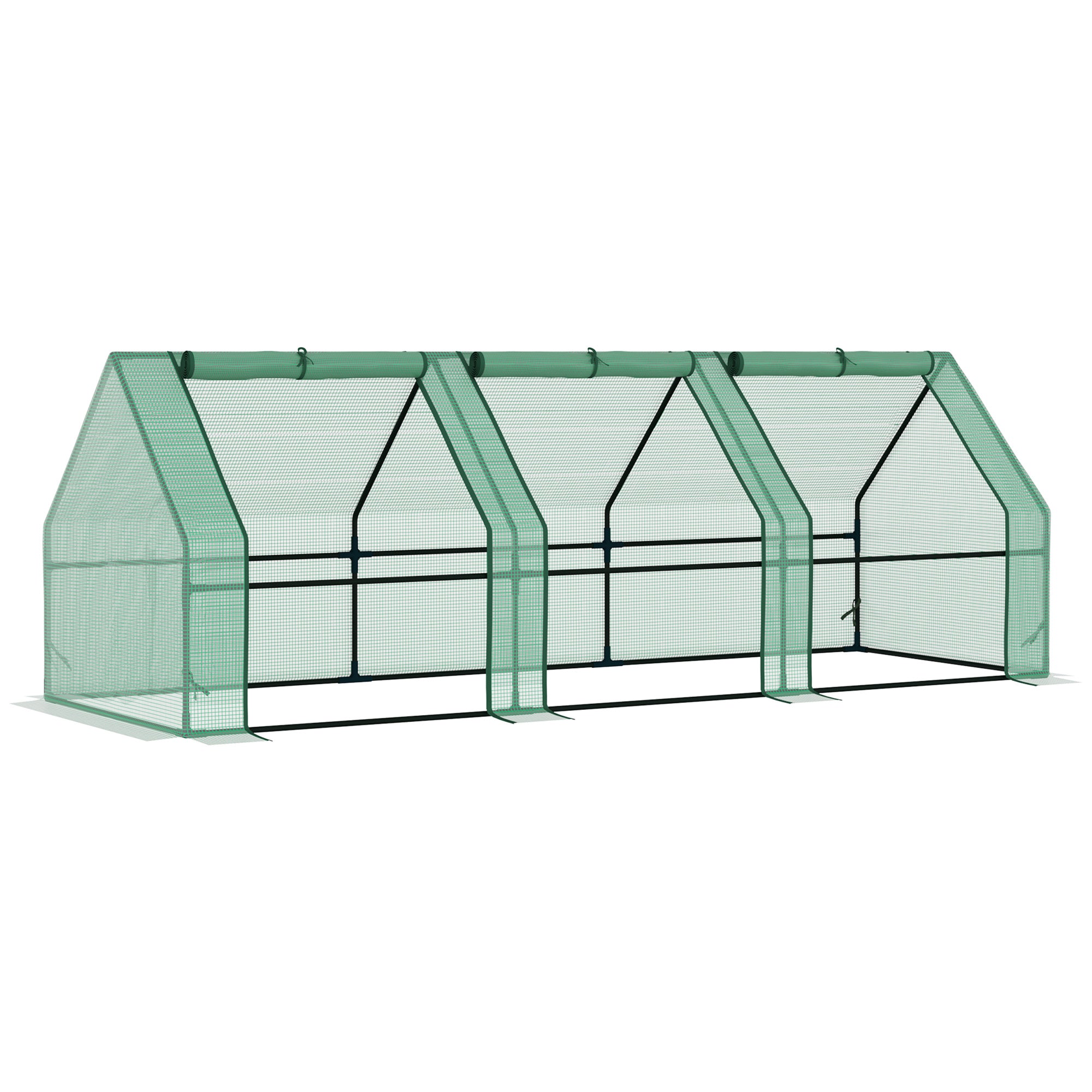 1 Piece Steel Frame Poly Tunnel Greenhouse with Powder Coated Frame - Green