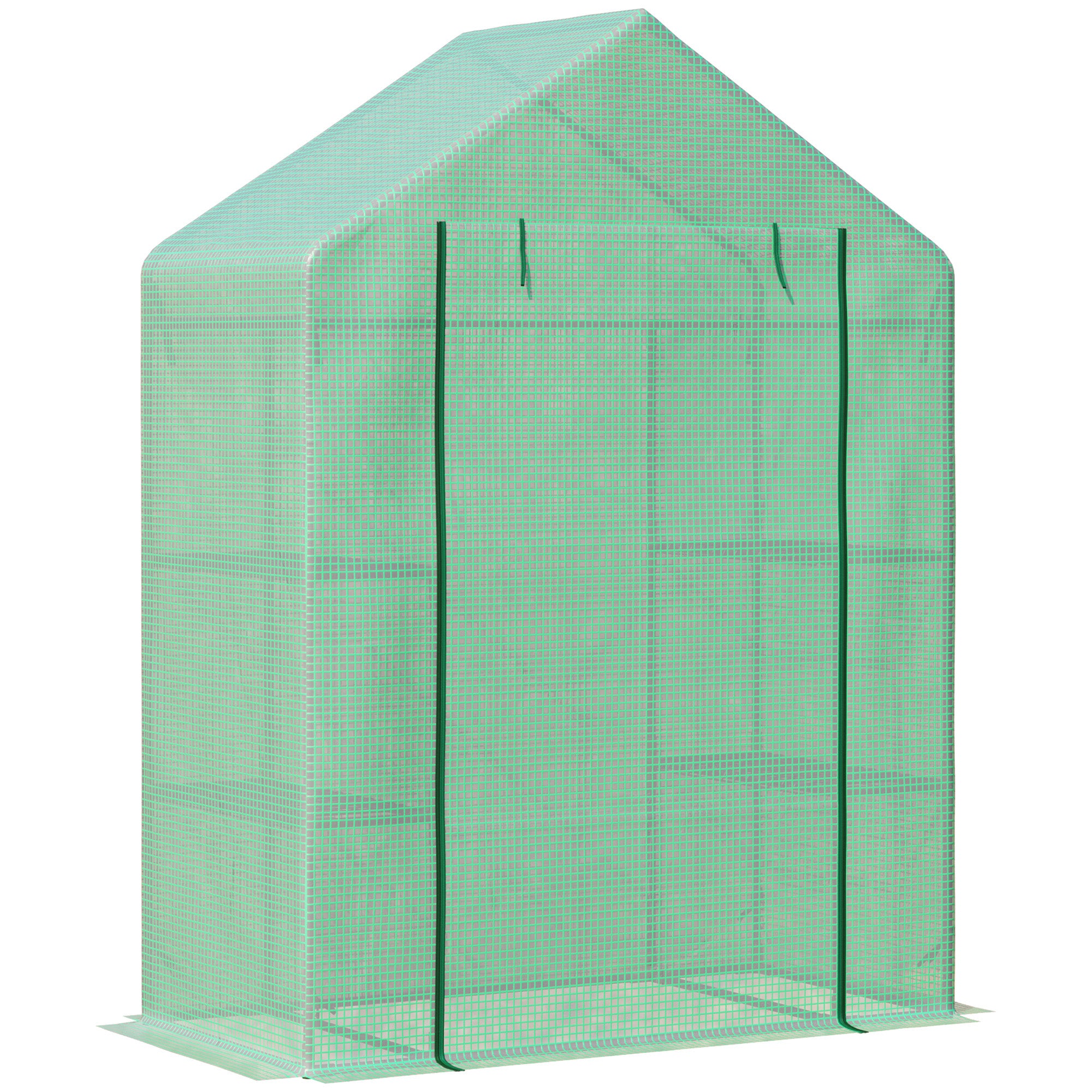 Walk-In Portable Greenhouse with 4 Shelves and PE Cover - Green