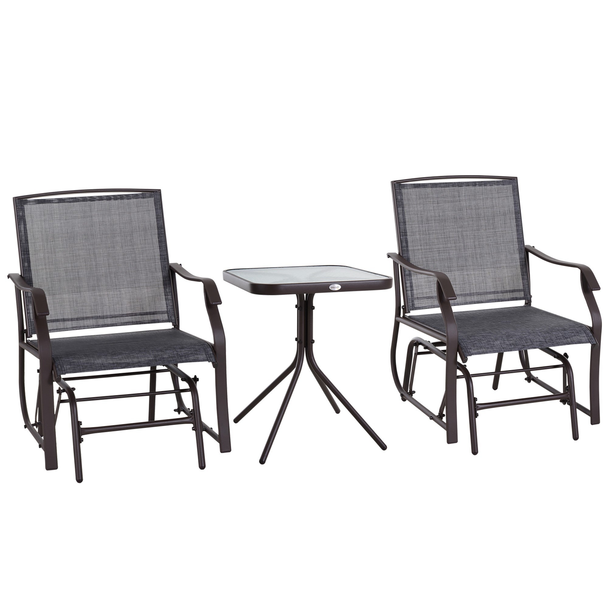3 Piece Glider Rocking Chair and Table Set - Grey