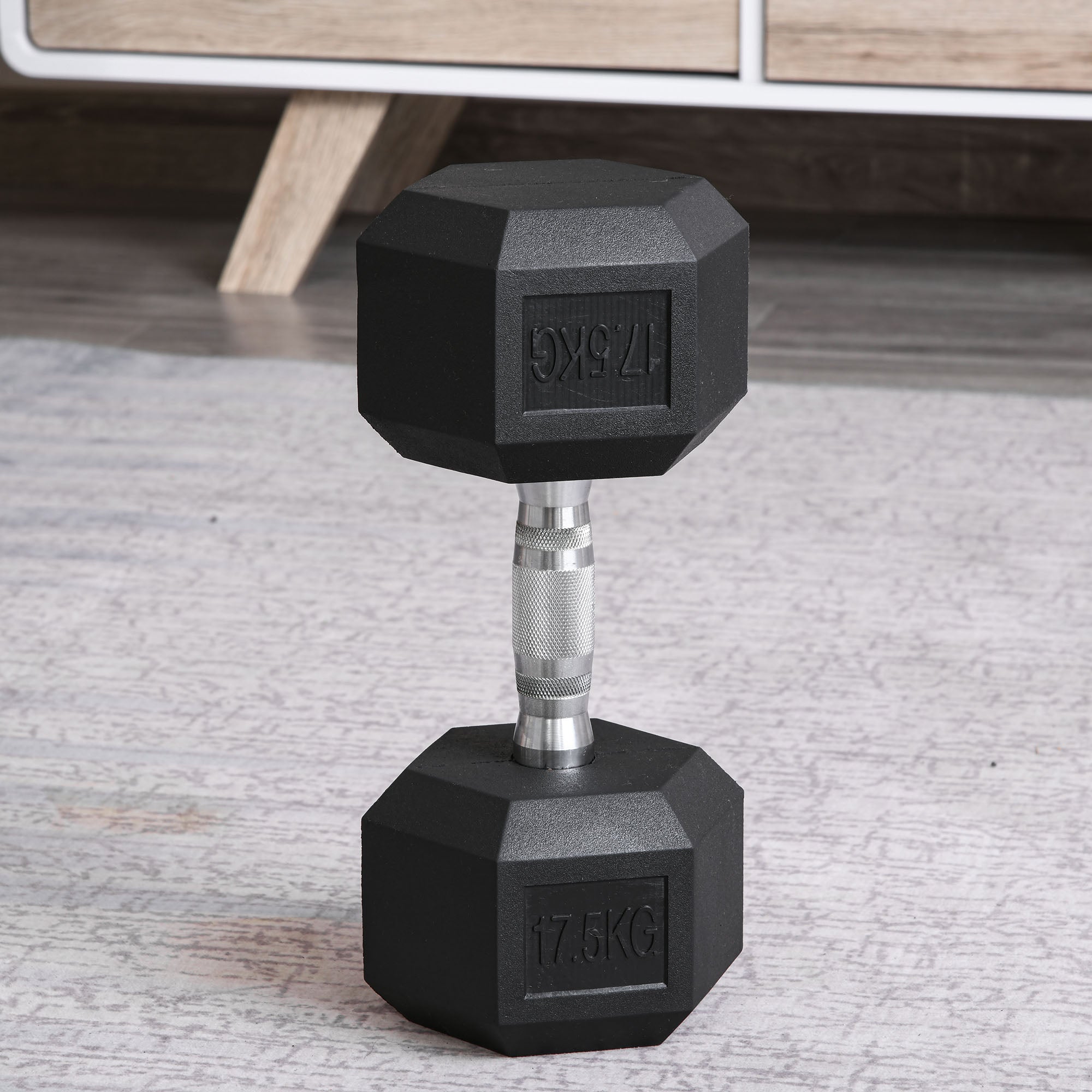 Set of 2 Rubber Hex Dumbbells 17.5kg - Portable Home Gym Weights
