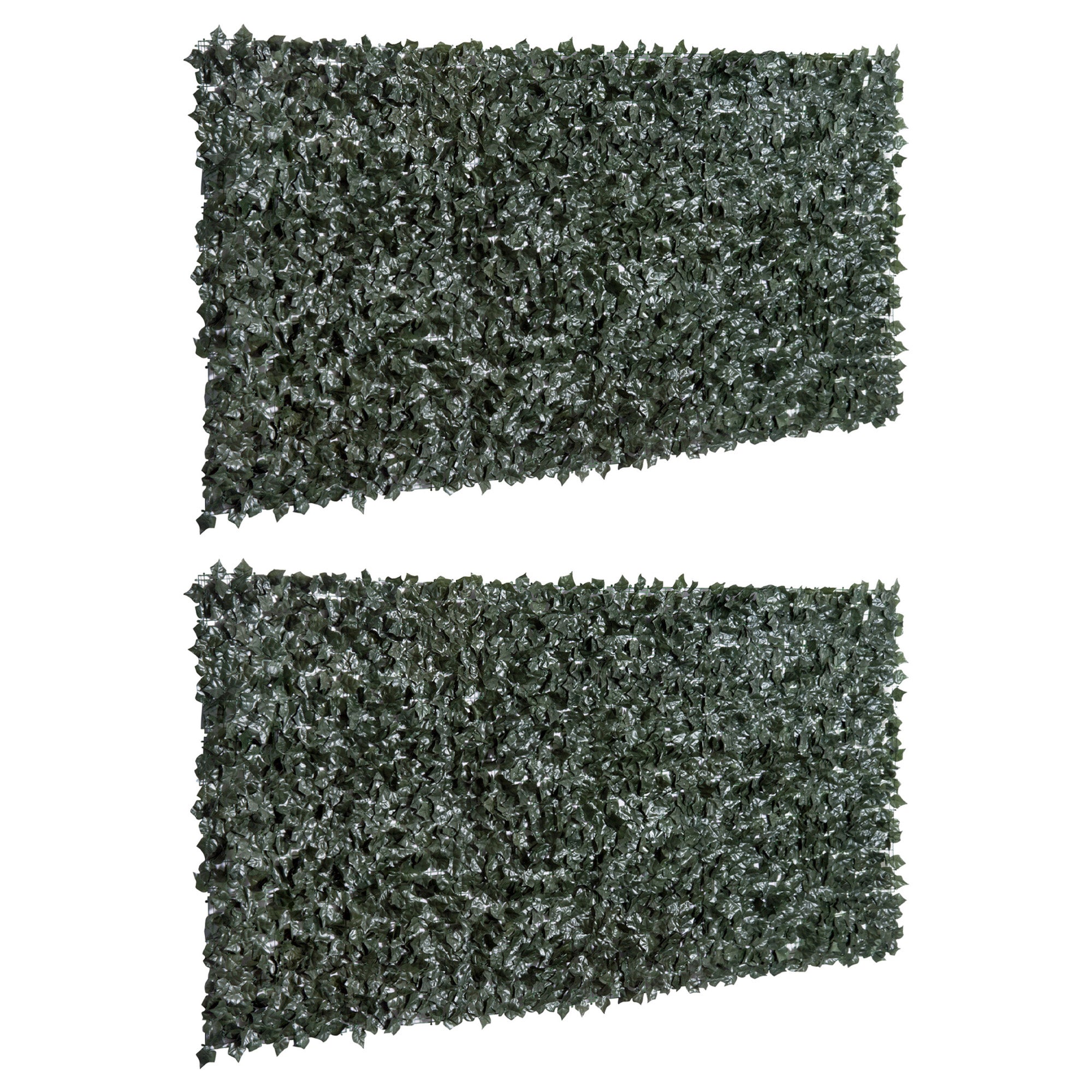 Set of 2 Artificial Leaf Hedge Screens - UV-Stabilised Dark Green