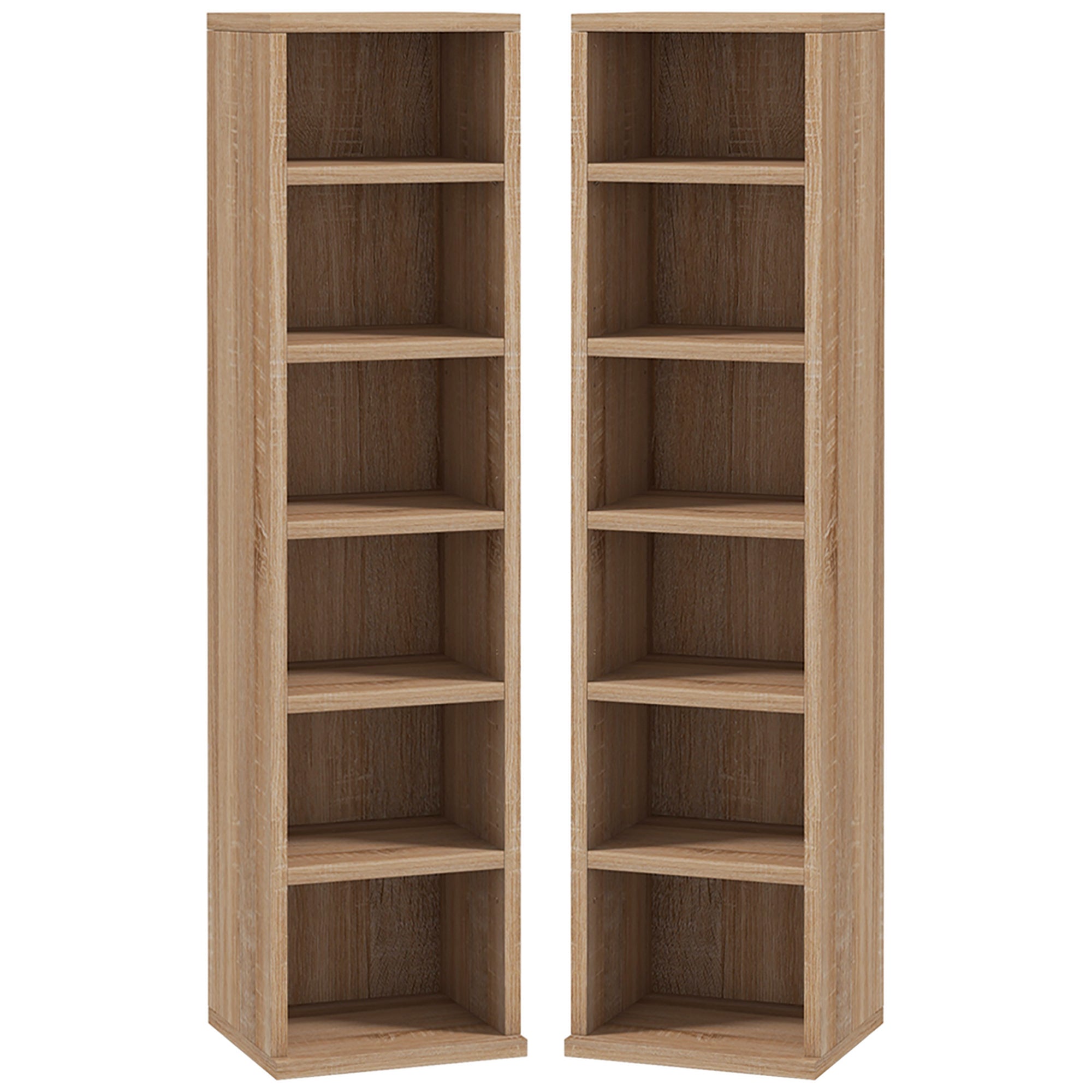 CD Media Display Shelf Unit Tower Rack with Adjustable Shelves, Set of 2