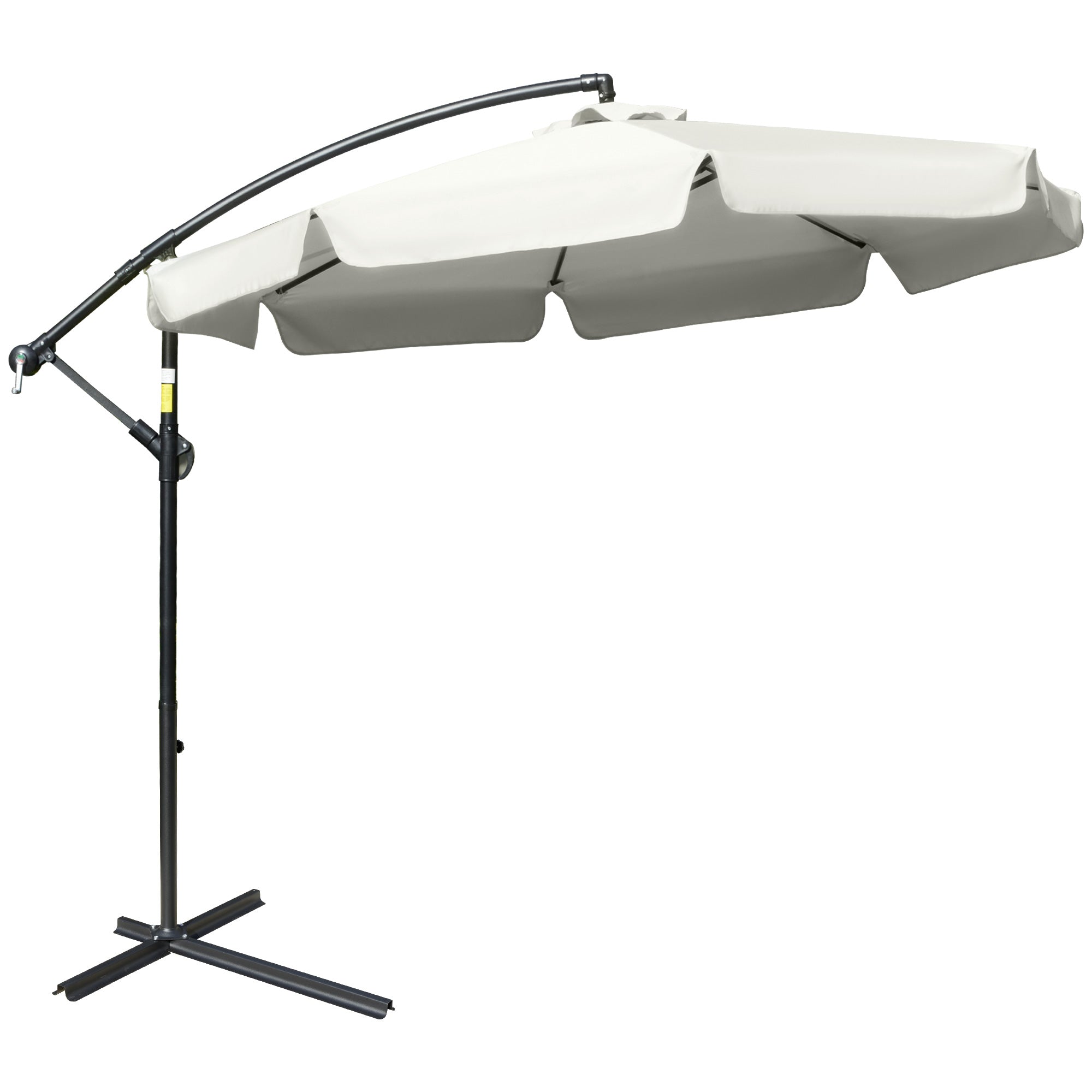 2.7m Offset Banana Parasol Cantilever Umbrella with Crank Handle Cream White