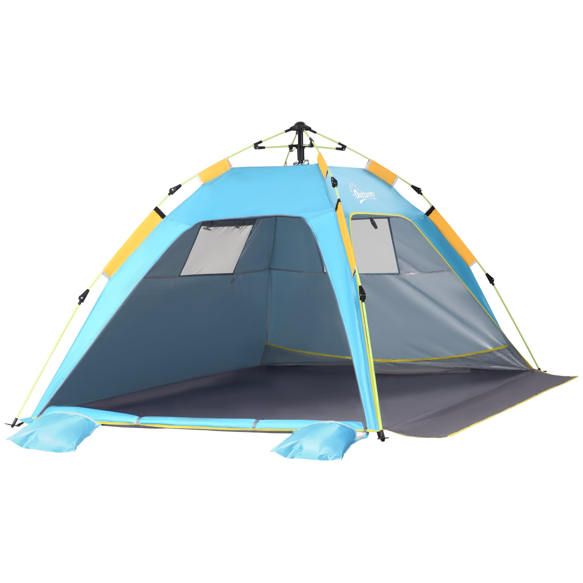 2 Person Pop-Up Beach Tent with Mesh Windows - Dark Green