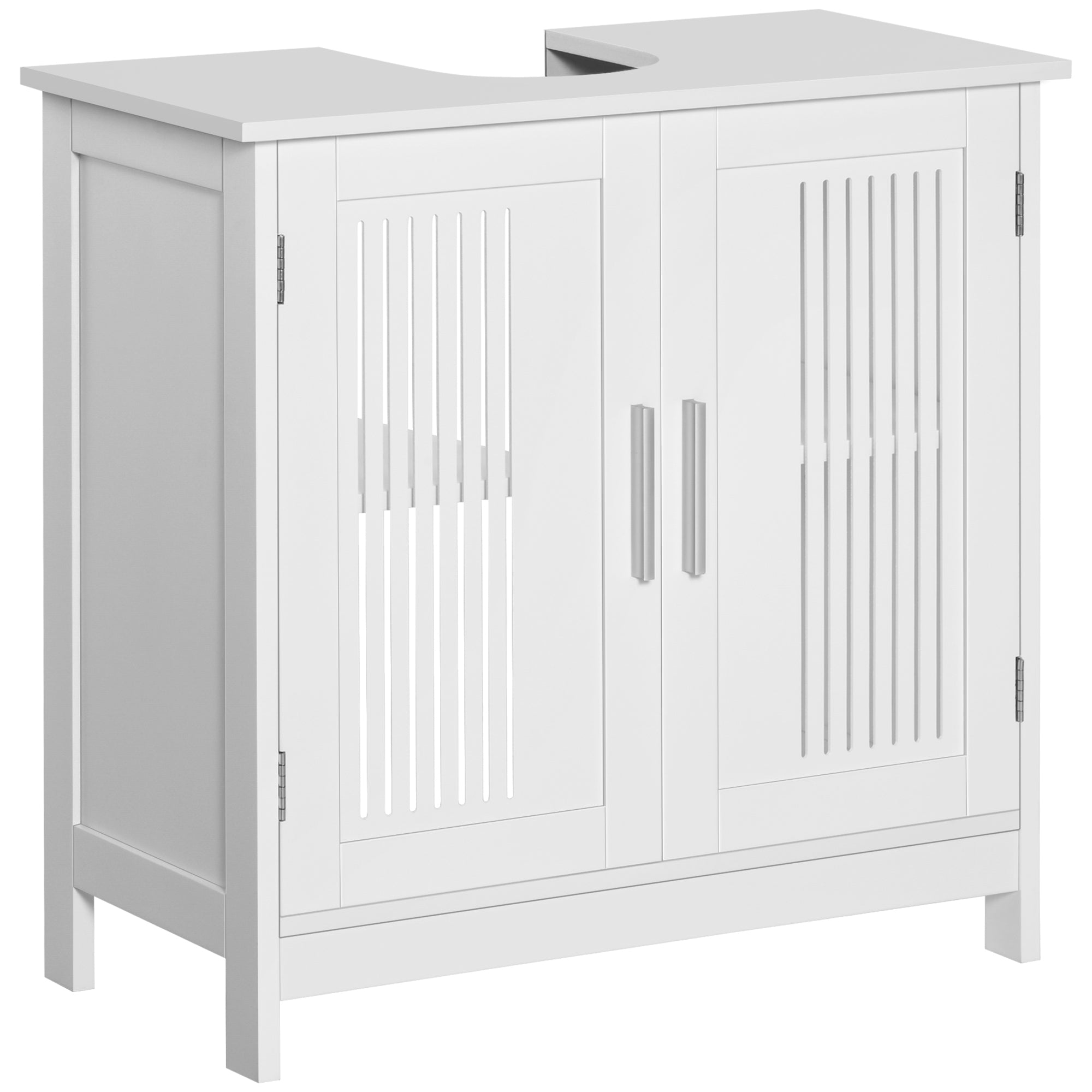 Modern Under Sink Storage Cabinet with Adjustable Shelves - White
