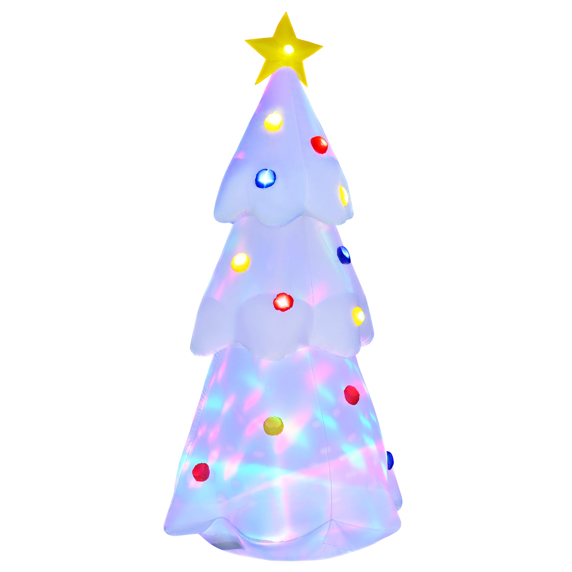 2.5m Inflatable LED Christmas Tree with Star and Multicolour Decorations for Indoor Outdoor - White