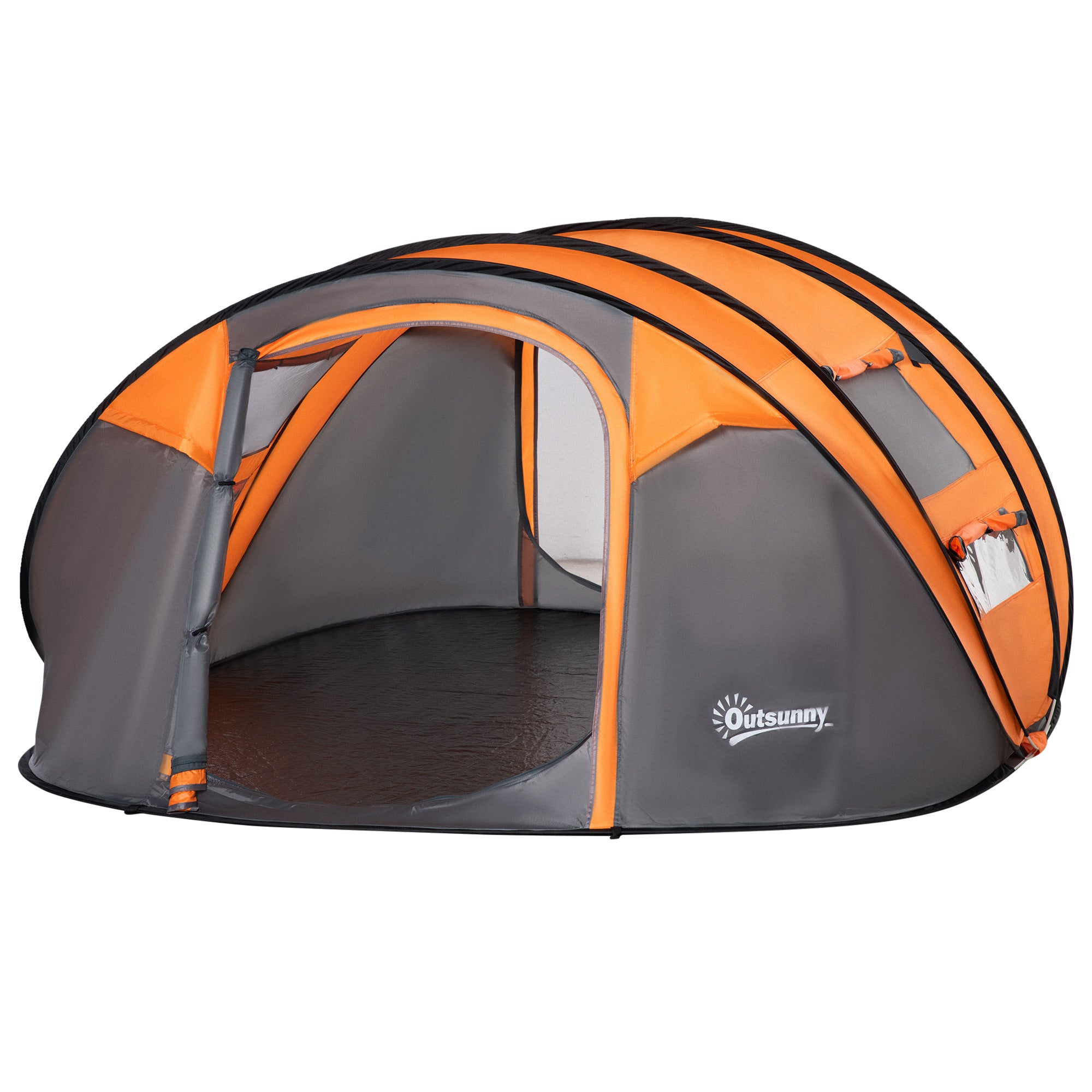 4-5 Person Pop-up Waterproof Camping Tent with Mesh Windows - Orange
