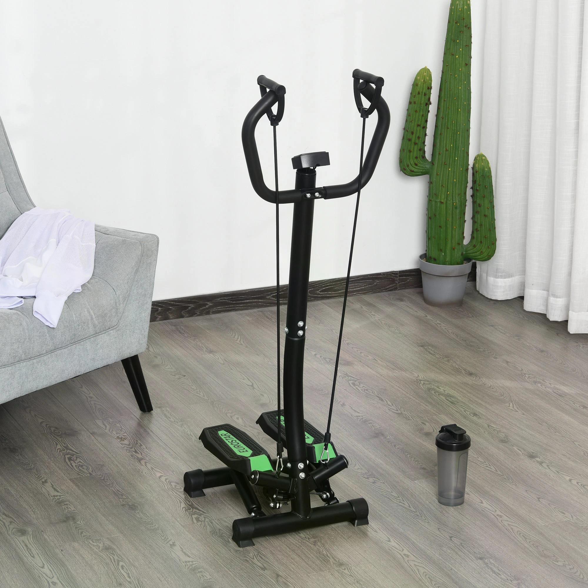 Free Stand Stepper 40L x 48W x 118H cm with Resistance Bands - Black/Green