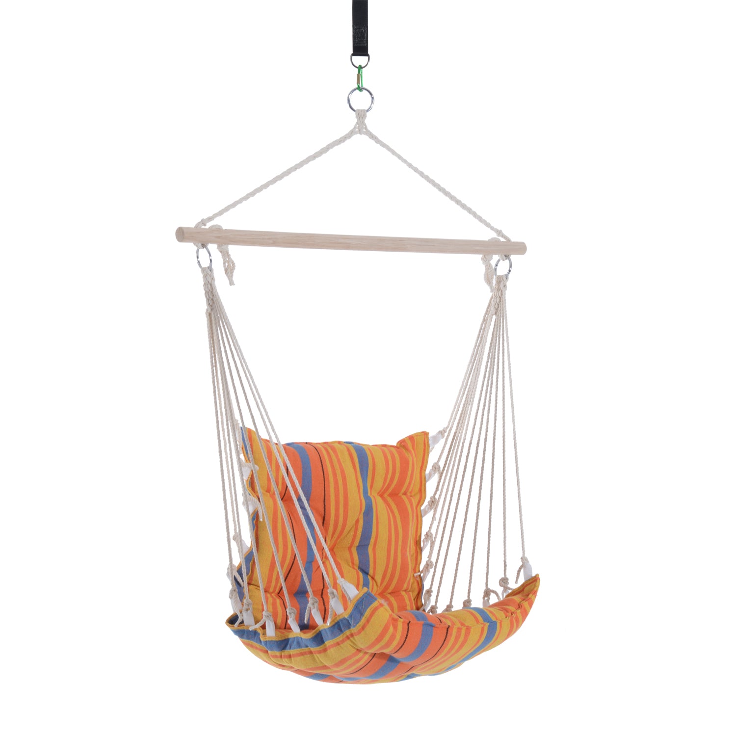 Hanging Hammock Chair Cotton Rope Cushioned Seat - Orange