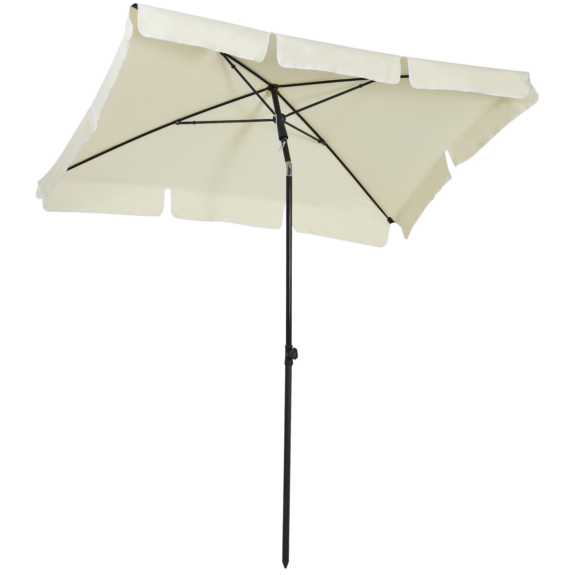 Aluminium Sun Umbrella Parasol with Tilt Mechanism 2M x 1.25M Cream White