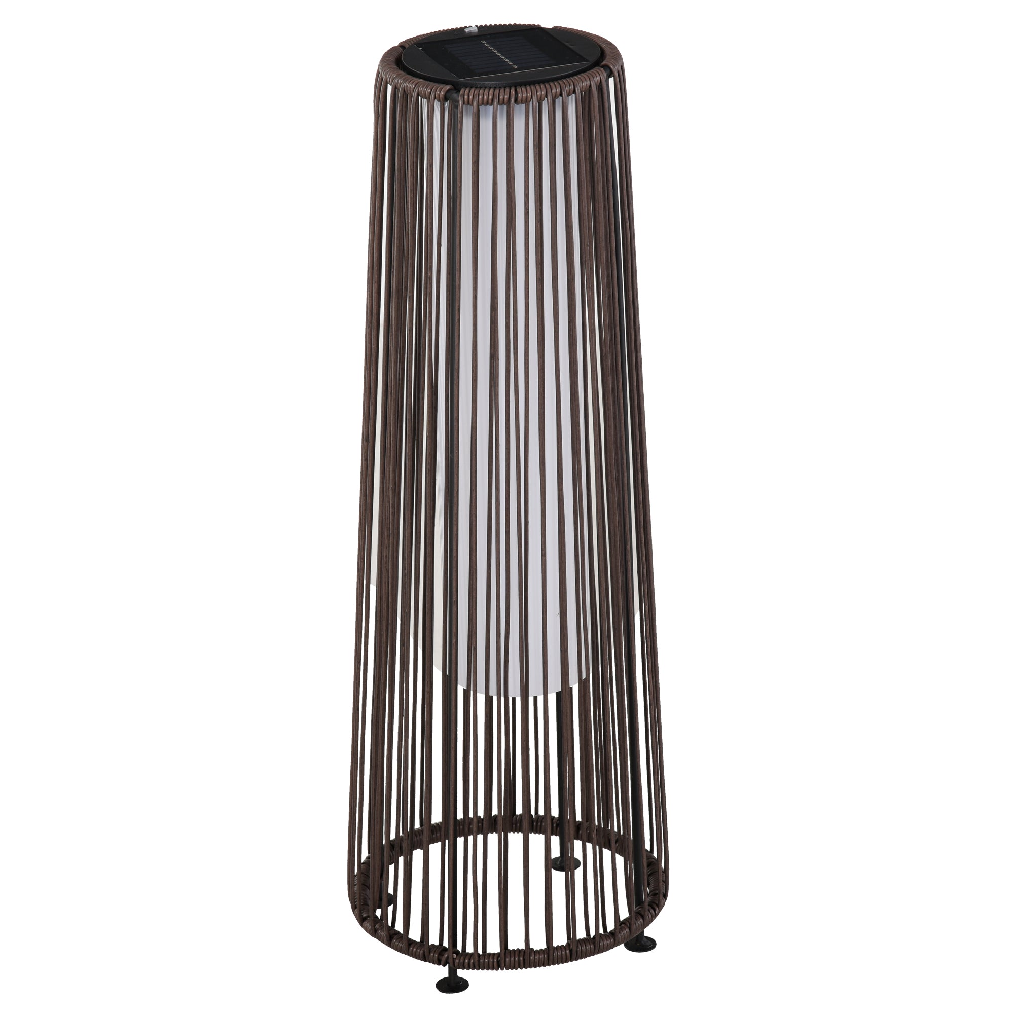Set of 2 Solar Powered PE Rattan Lanterns with Auto On/Off - Brown