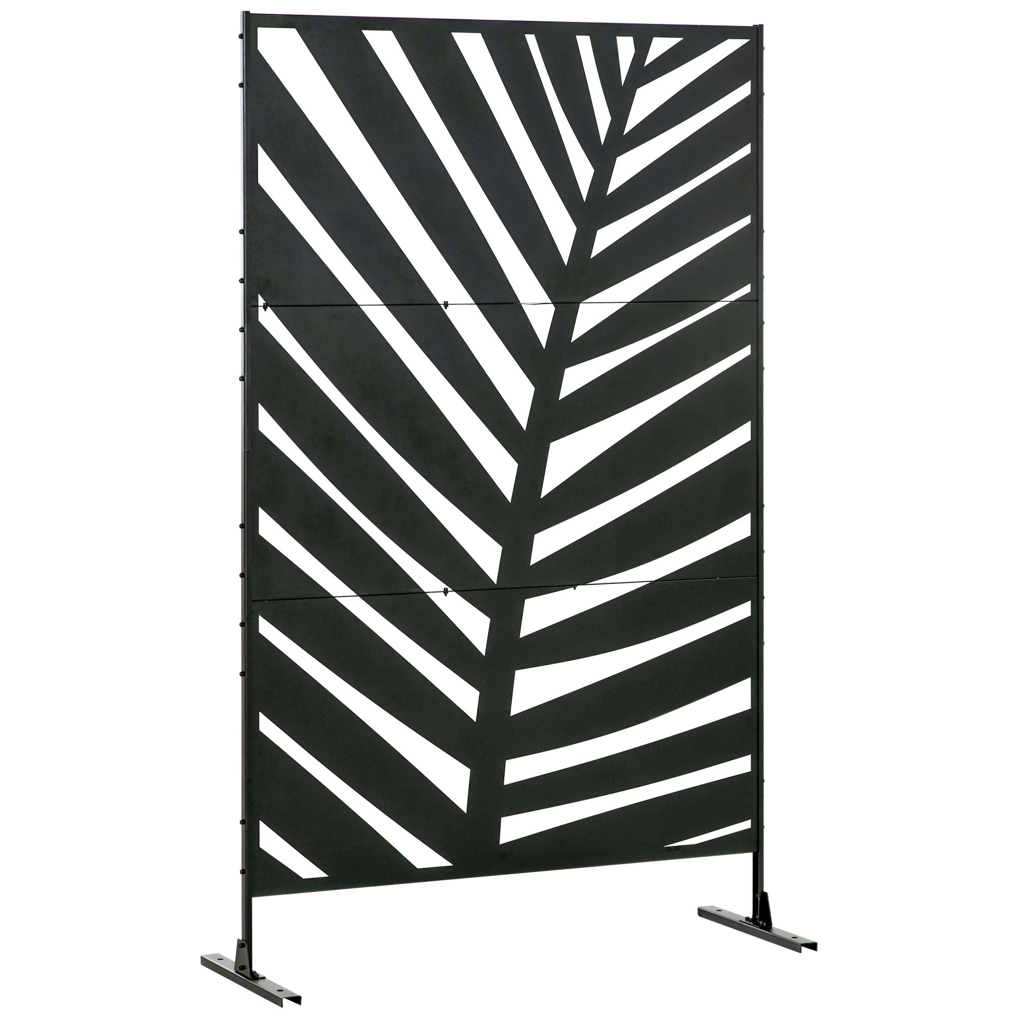 6.5 Foot Metal Privacy Screen with Stand and Ground Stakes - Black