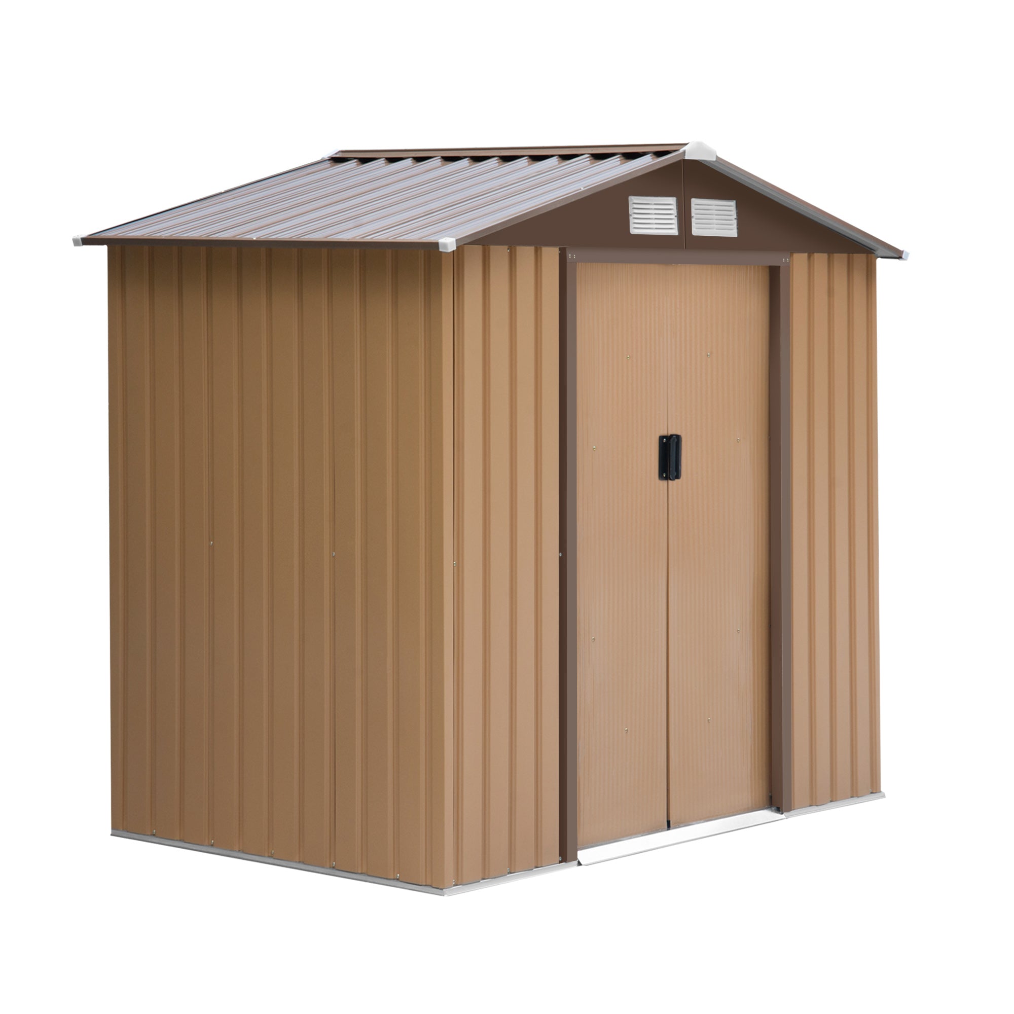 7 x 4 ft Lockable Metal Garden Shed with Sloping Roof - Yellow
